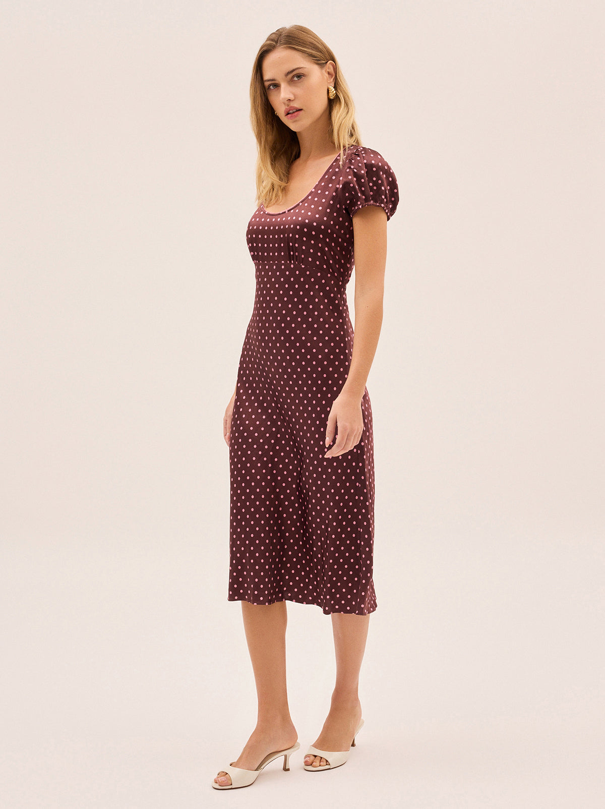 Briar Brown Pin Dot Print Dress