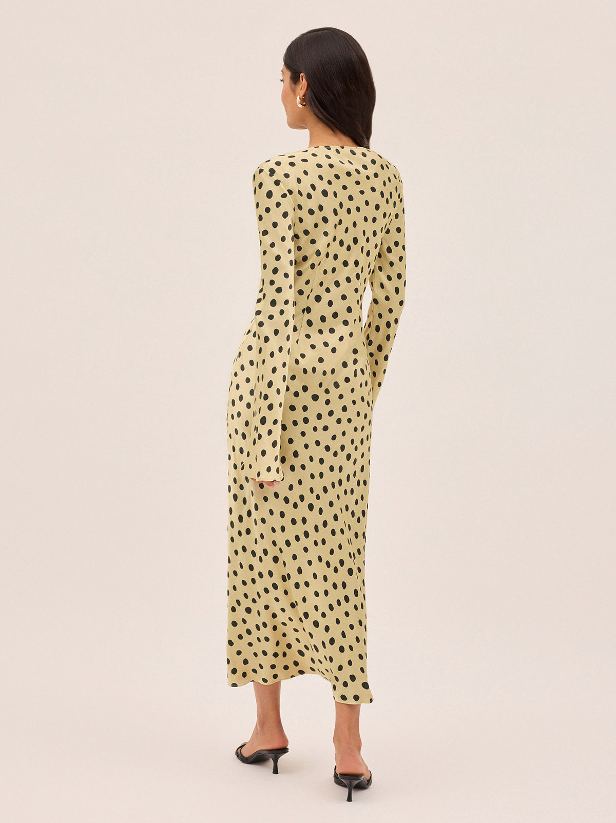 Camille Butter Polka Dot Satin Dress