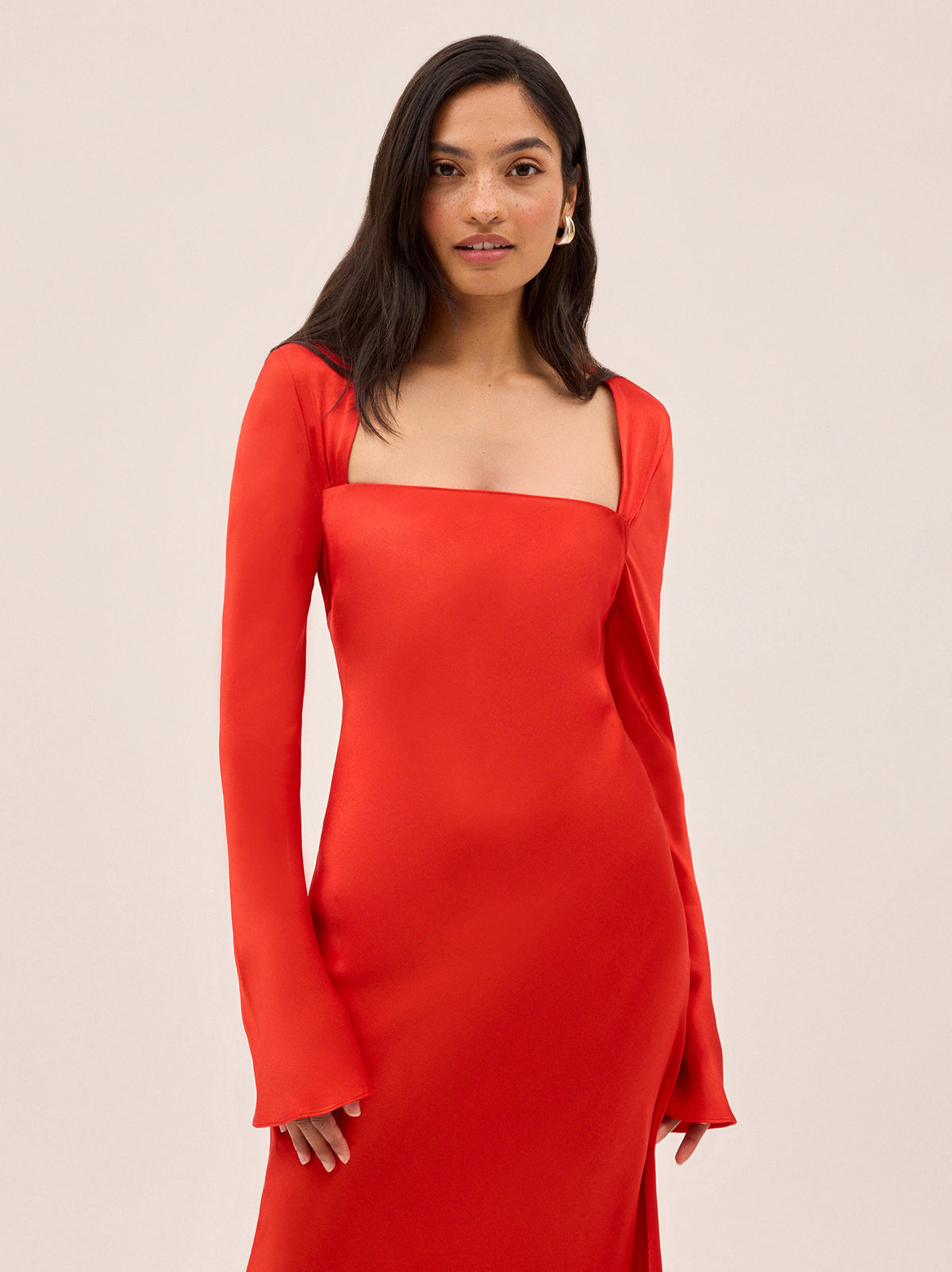 Camille Red Satin Dress