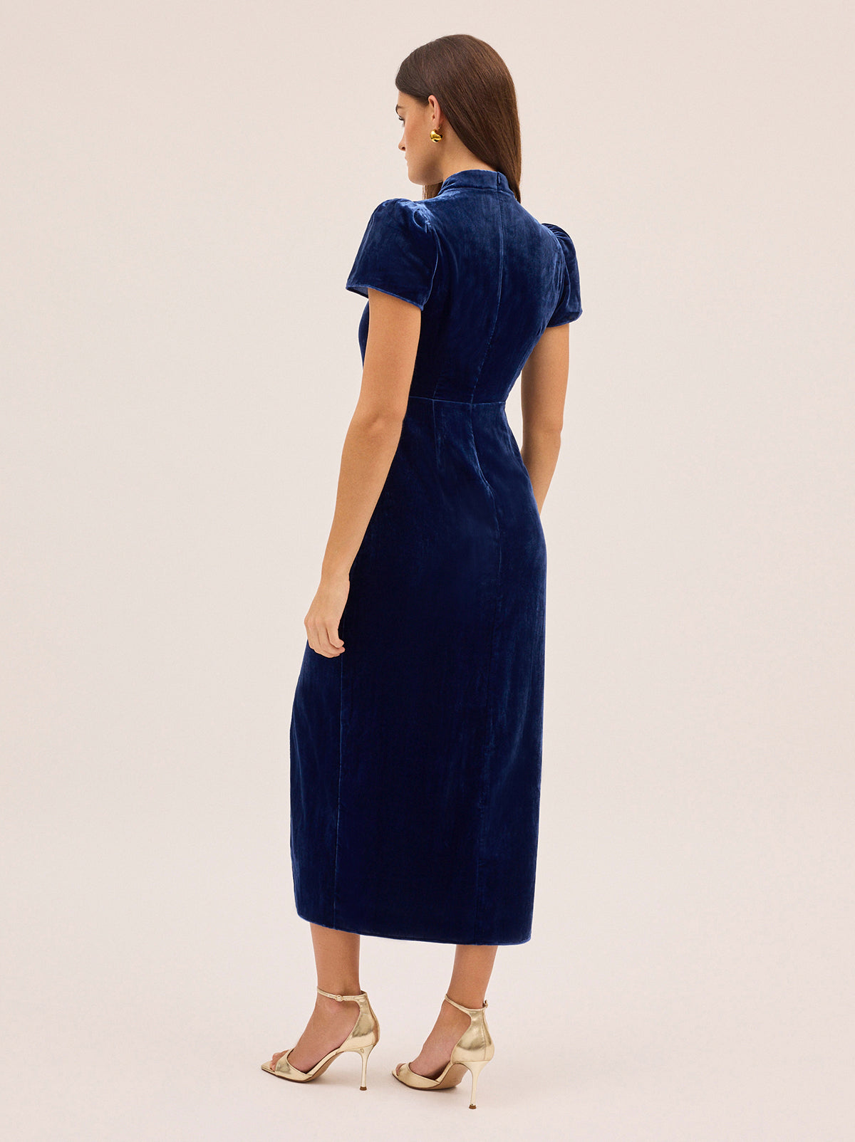 Carmella Navy Velvet Midi Dress