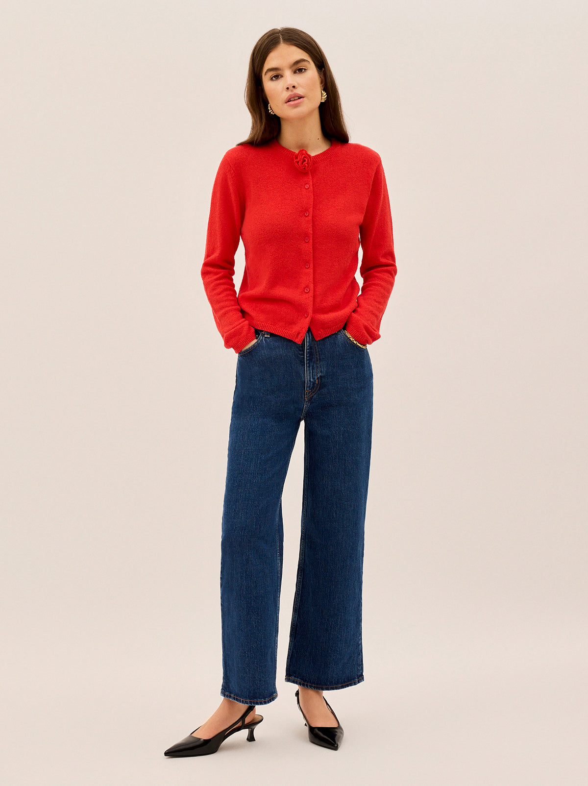 Cassandra Red Knit Cardigan