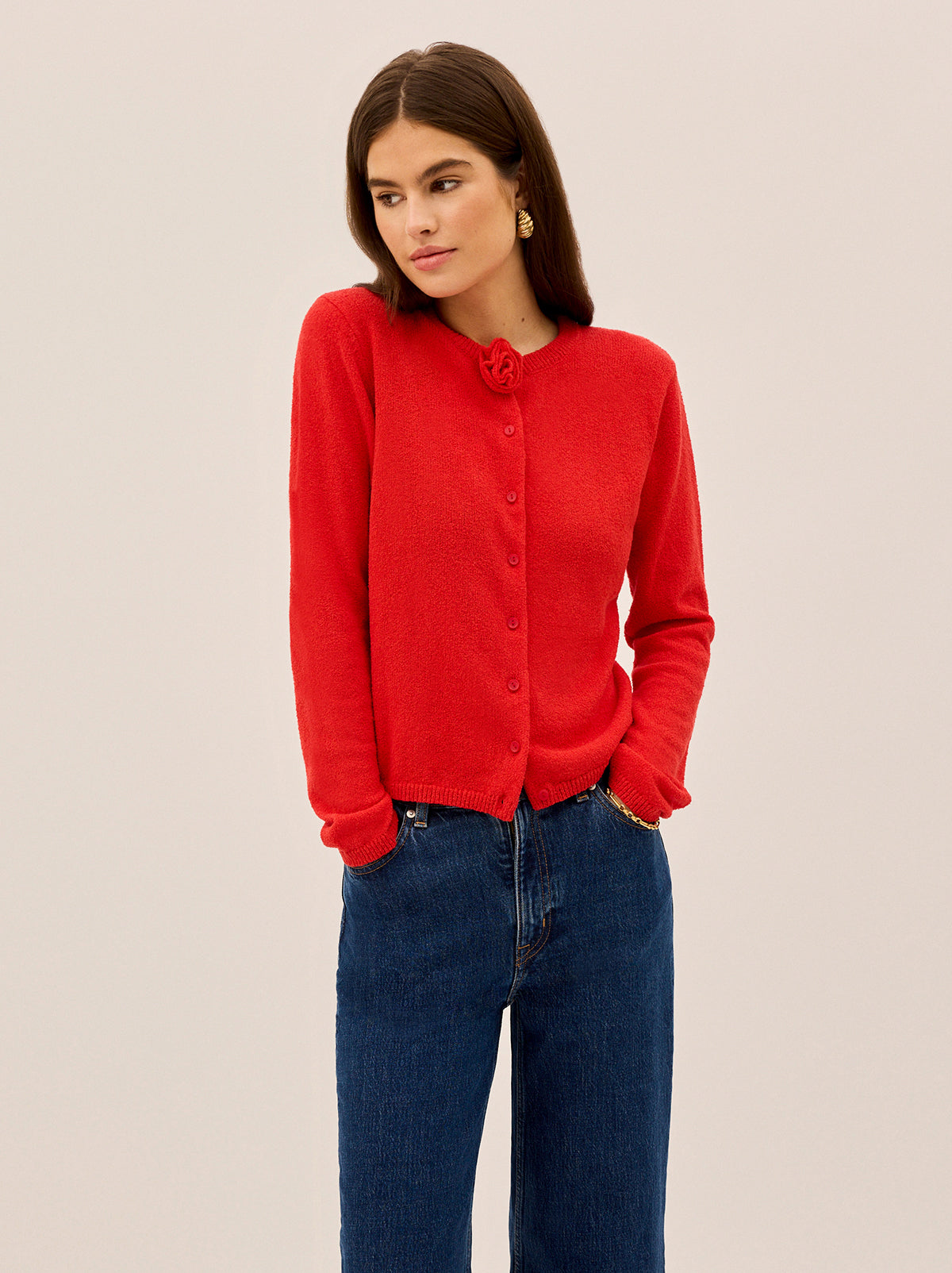 Cassandra Red Knit Cardigan