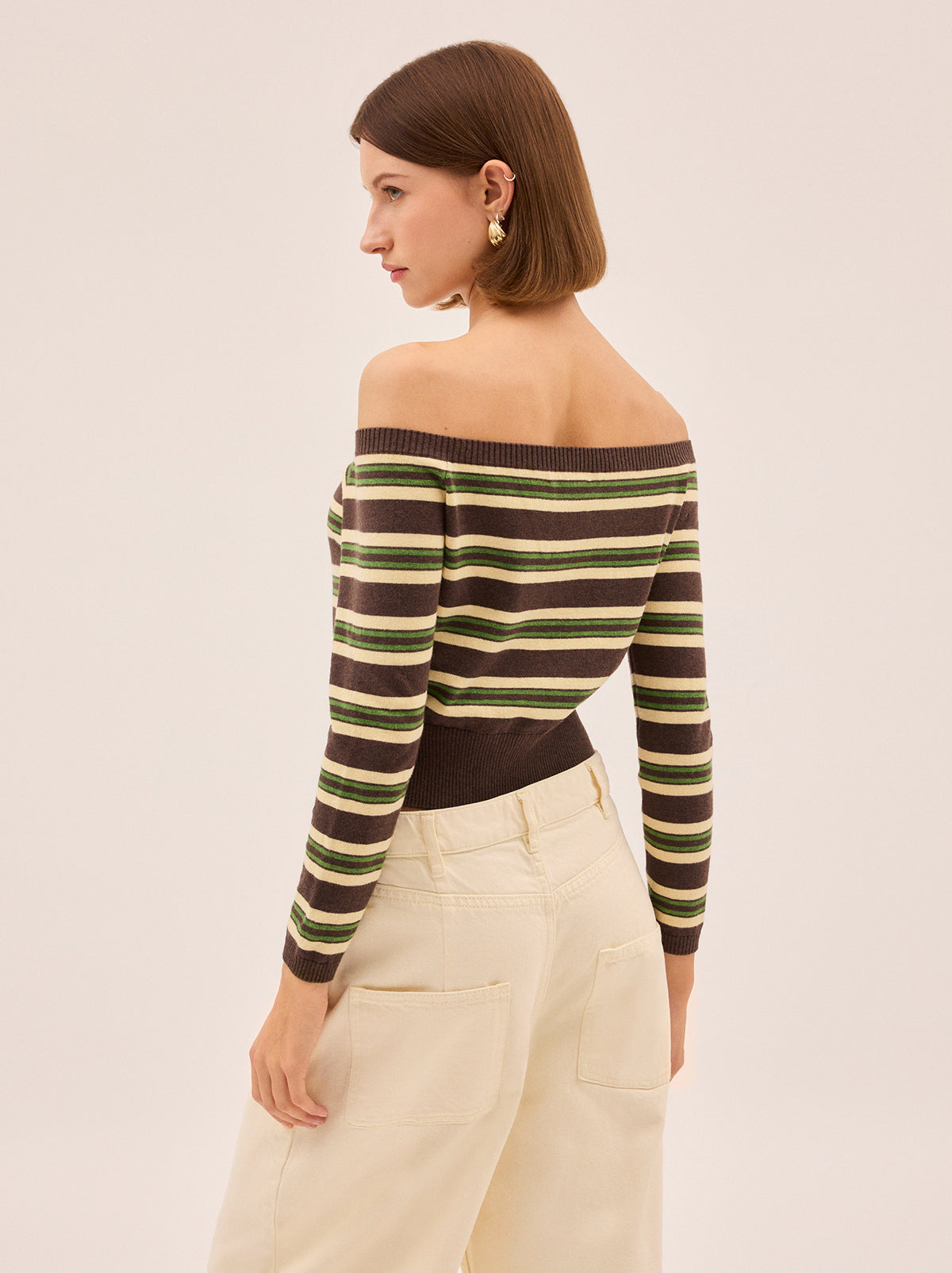 Cassia Striped Bardot Knit Jumper