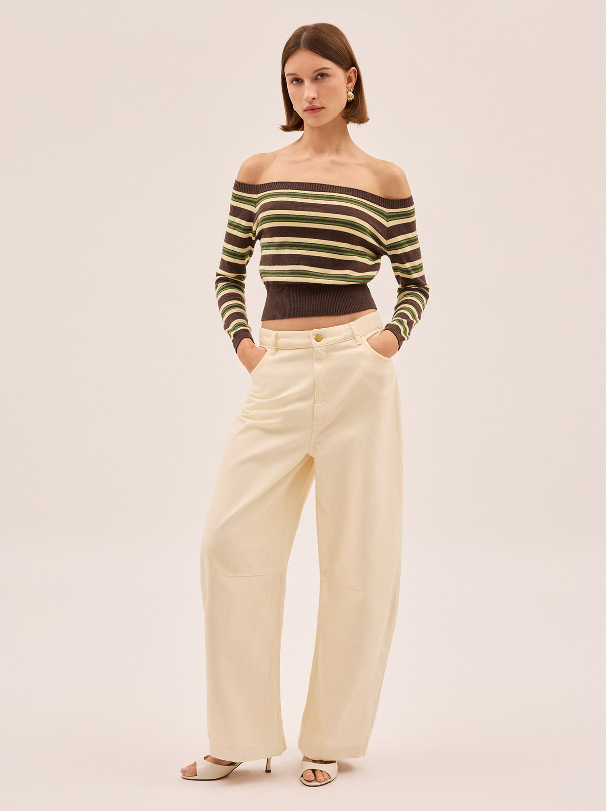 Cassia Striped Bardot Knit Jumper