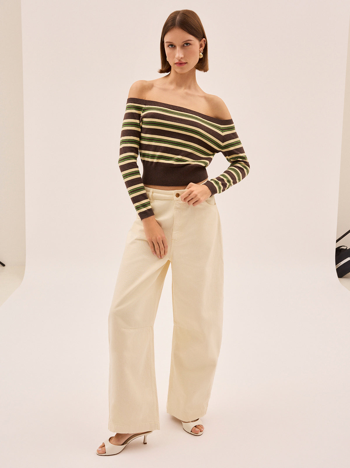 Cassia Striped Bardot Knit Jumper