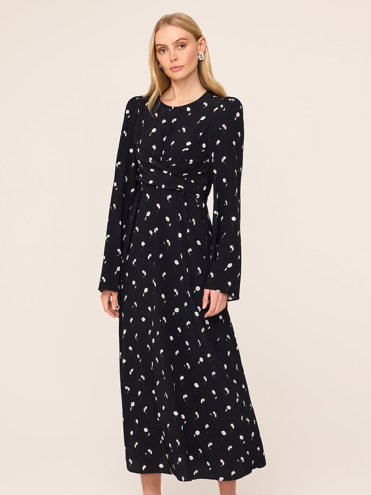 Catarina Black Poppy Print Dress