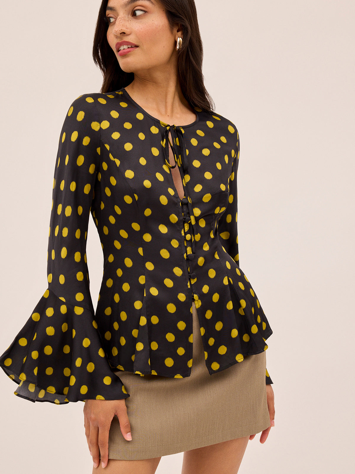 Chantelle Black Polka Dot Satin Top