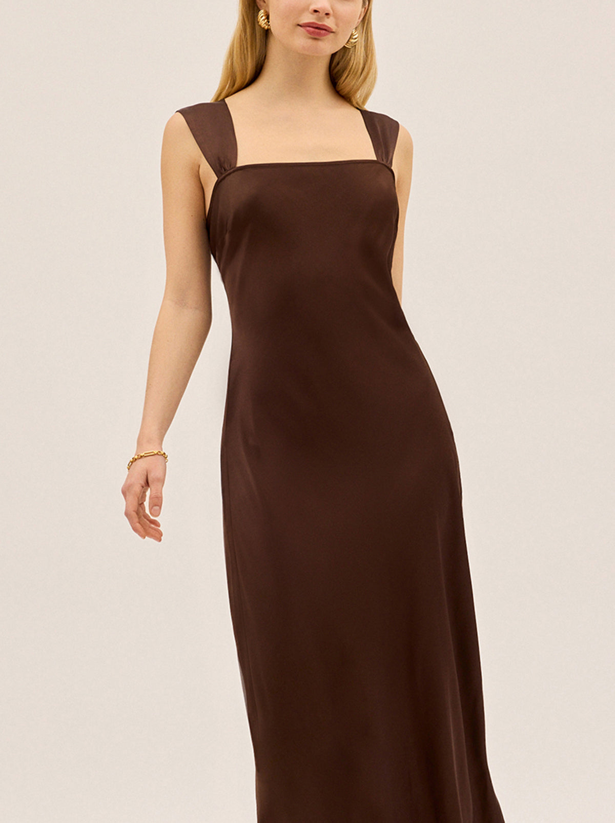 Christine Chocolate Satin Dress