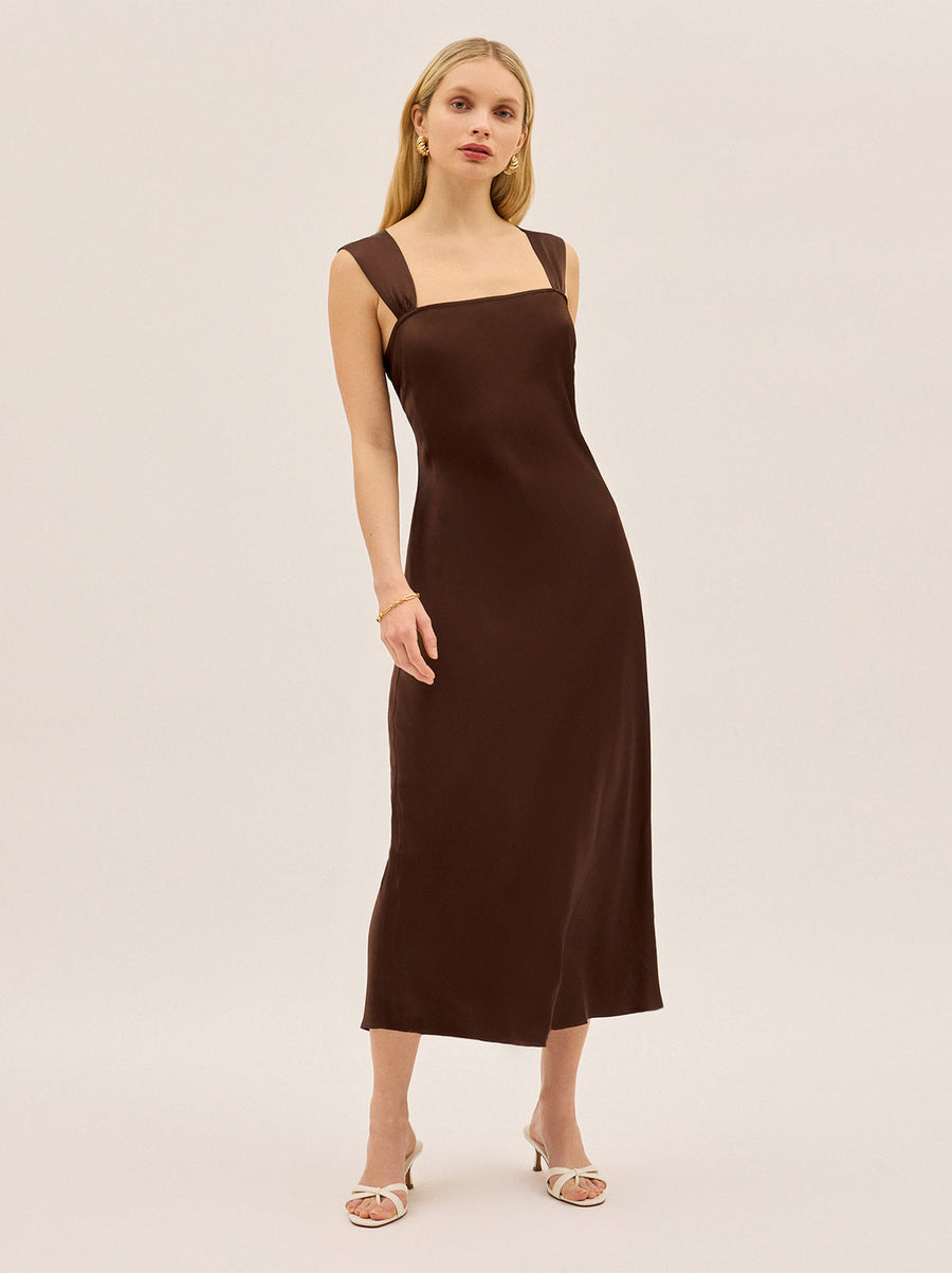 Christine Chocolate Satin Dress