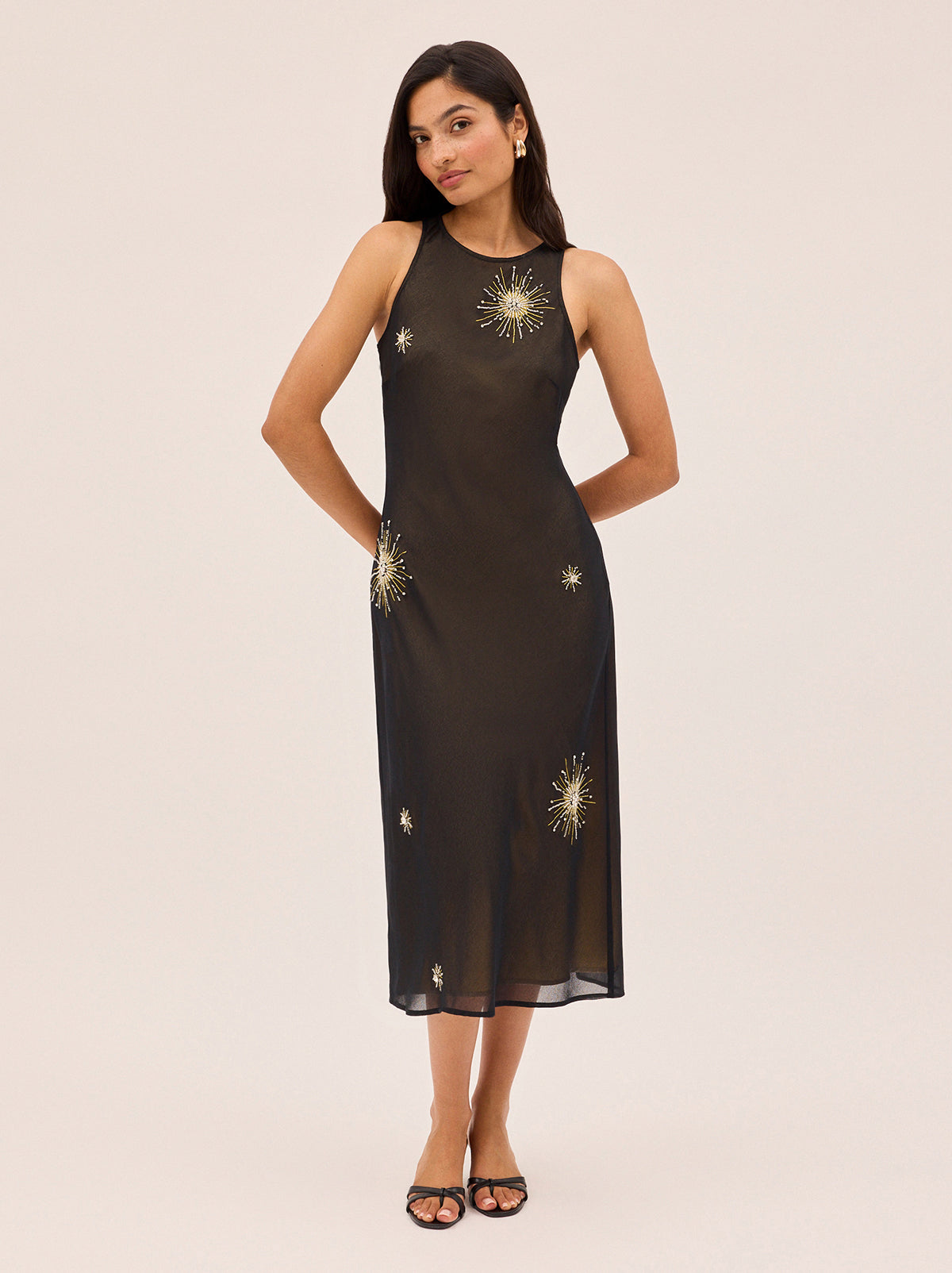 Clarisse Black Embellished Dress