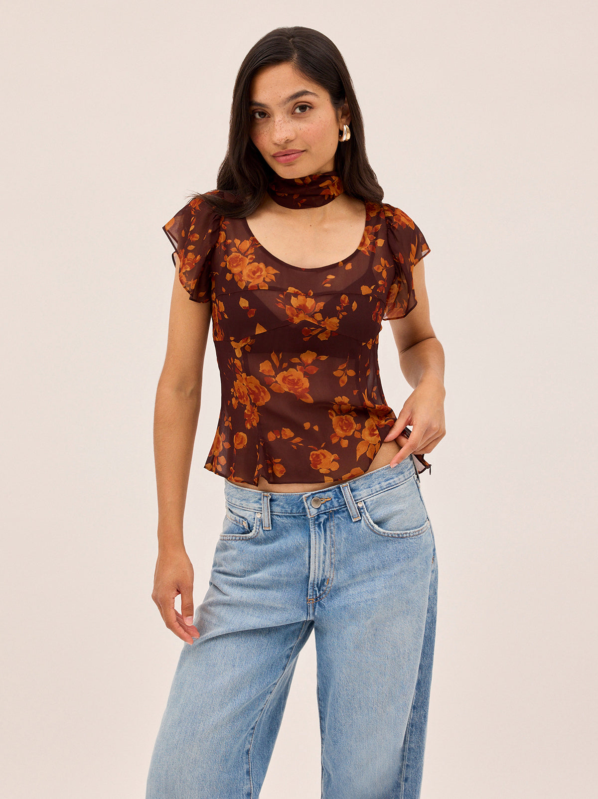 Clementina Autumn Rose Print Top