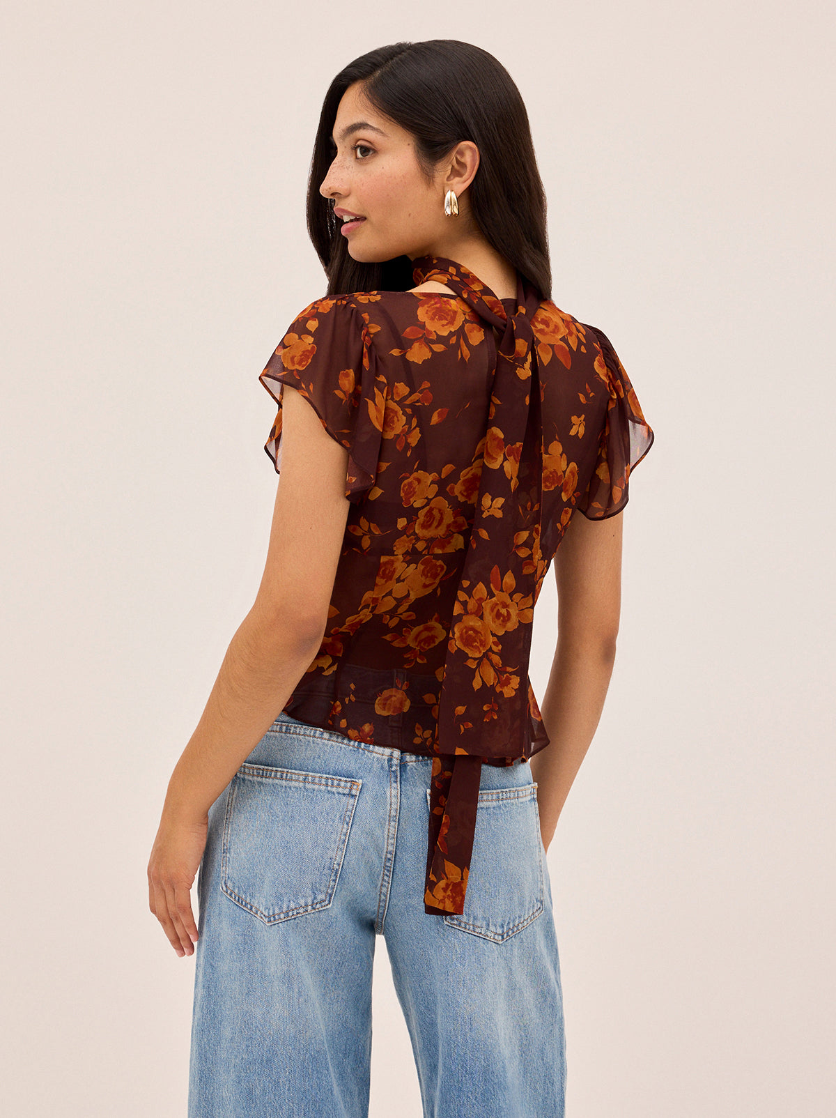 Clementina Autumn Rose Print Top