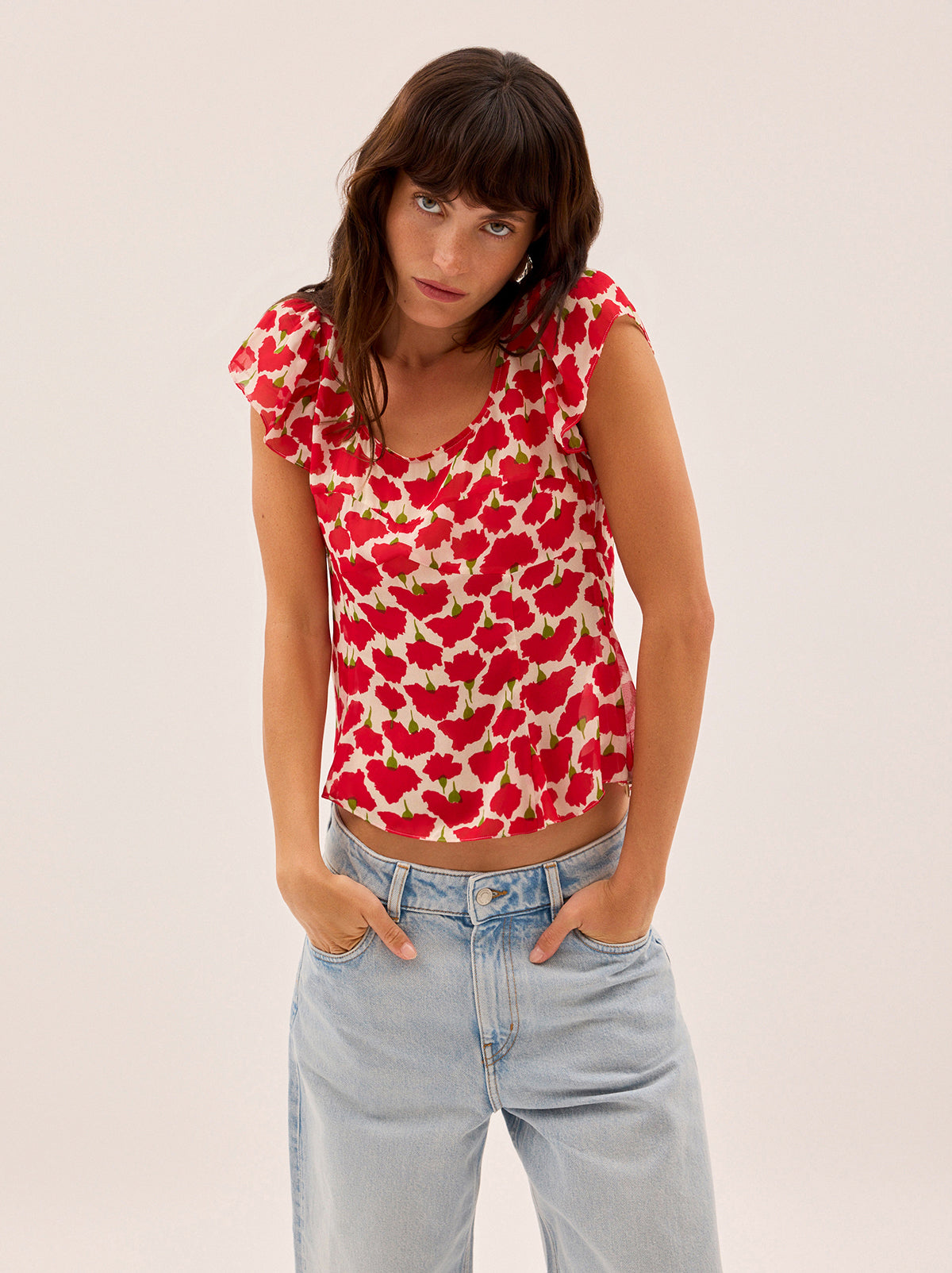 Clementina Carnation Print Top