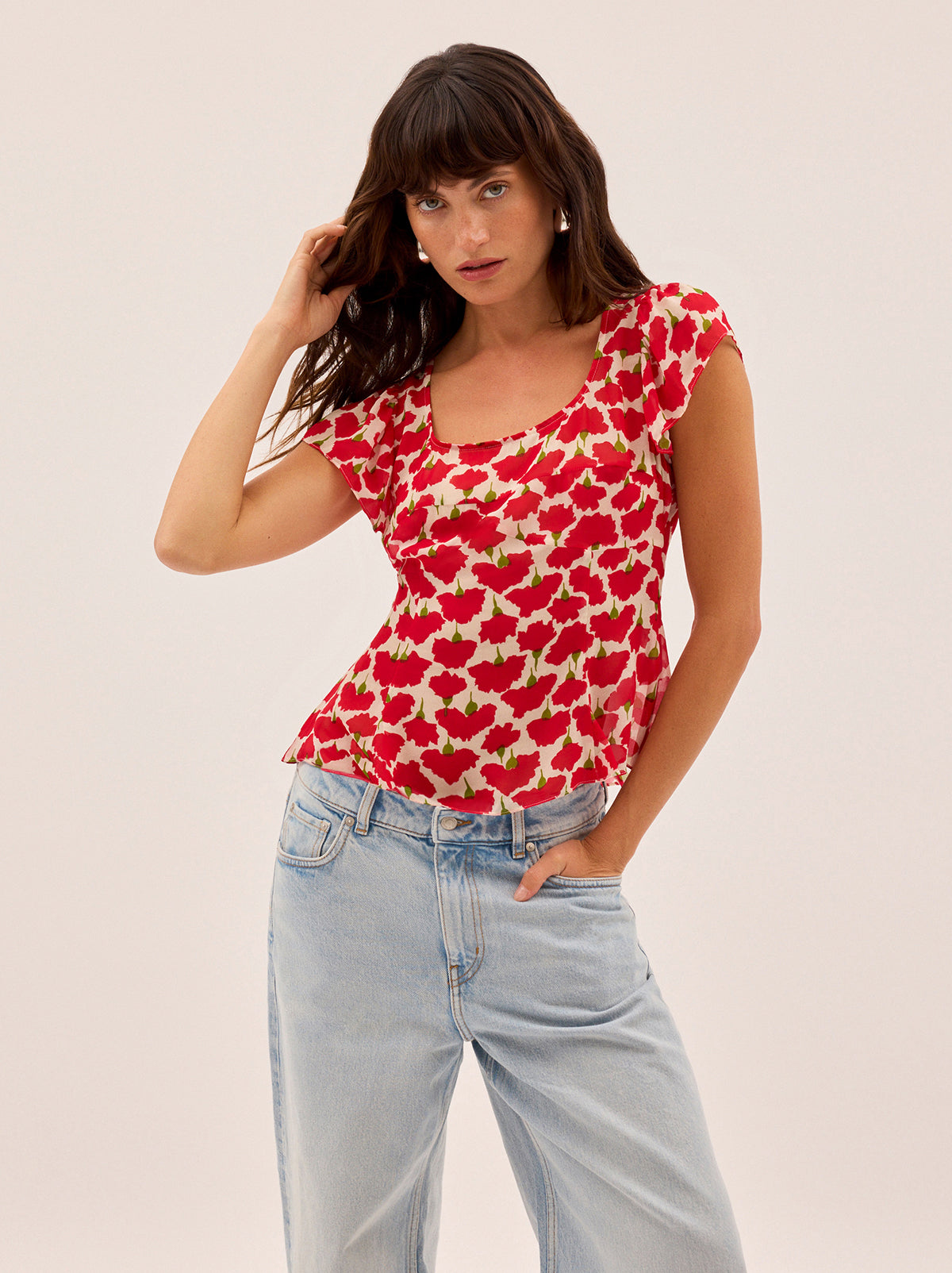 Clementina Carnation Print Top