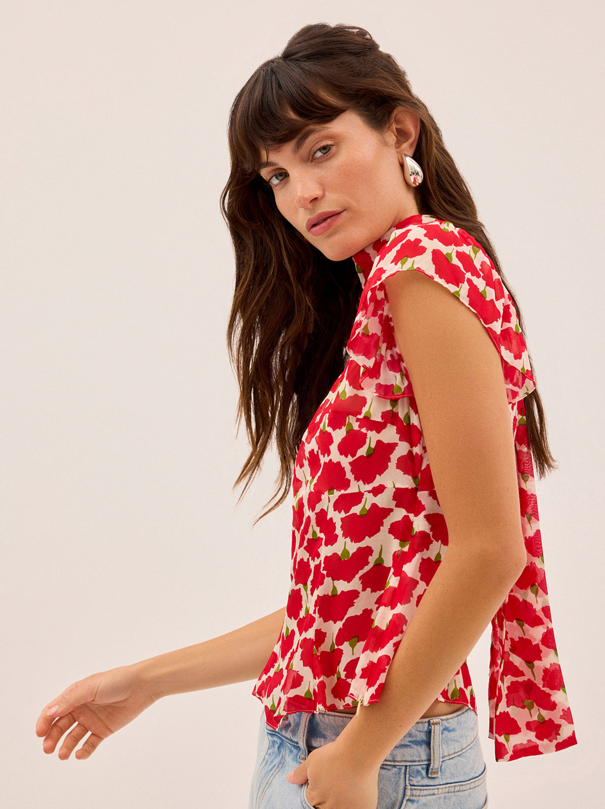 Clementina Carnation Print Top