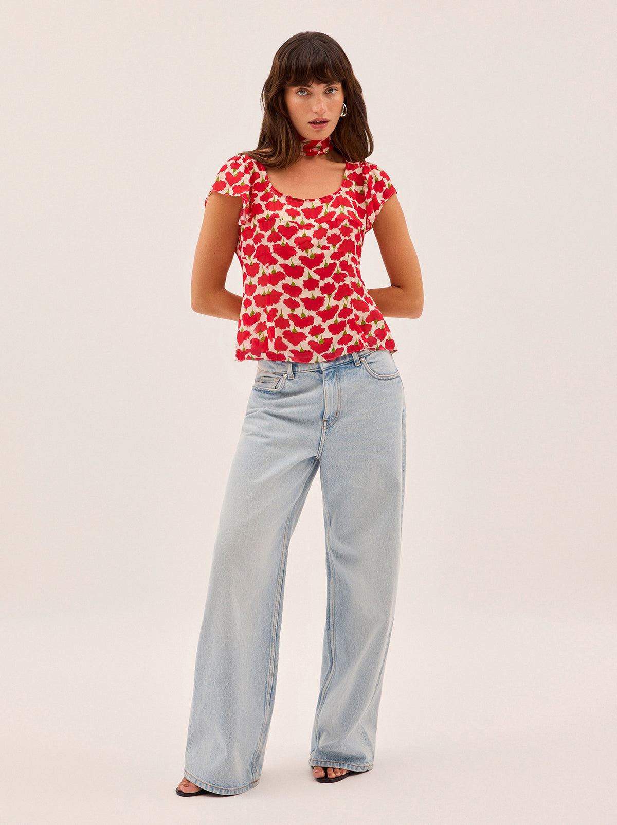 Clementina Carnation Print Top