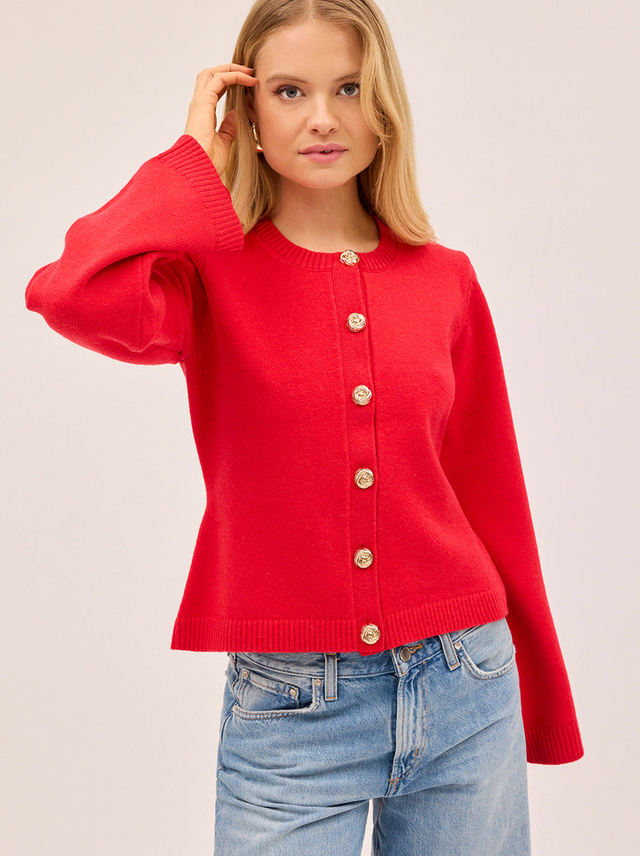 Cleo Red Knit Cardigan