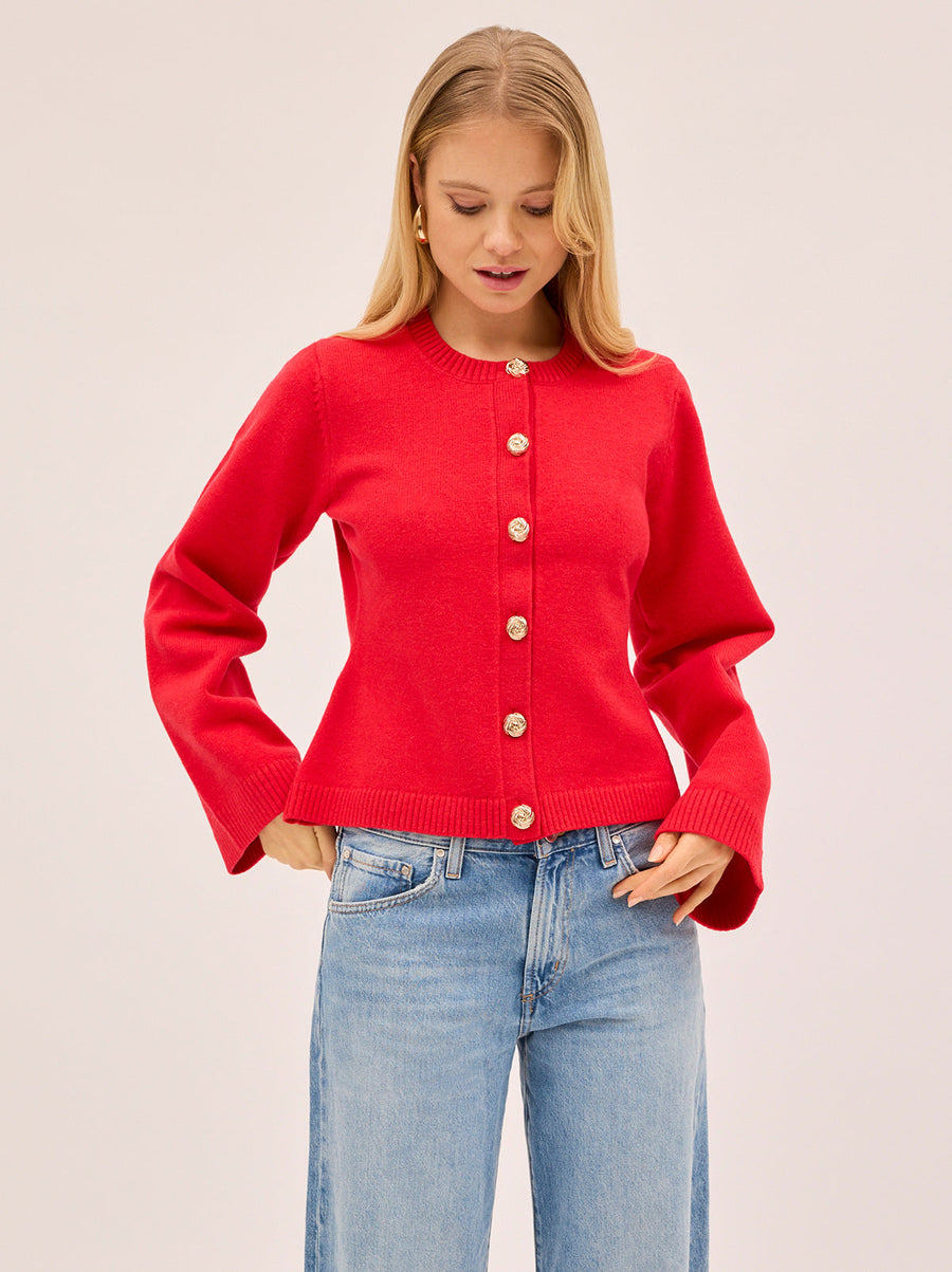 Cleo Red Knit Cardigan