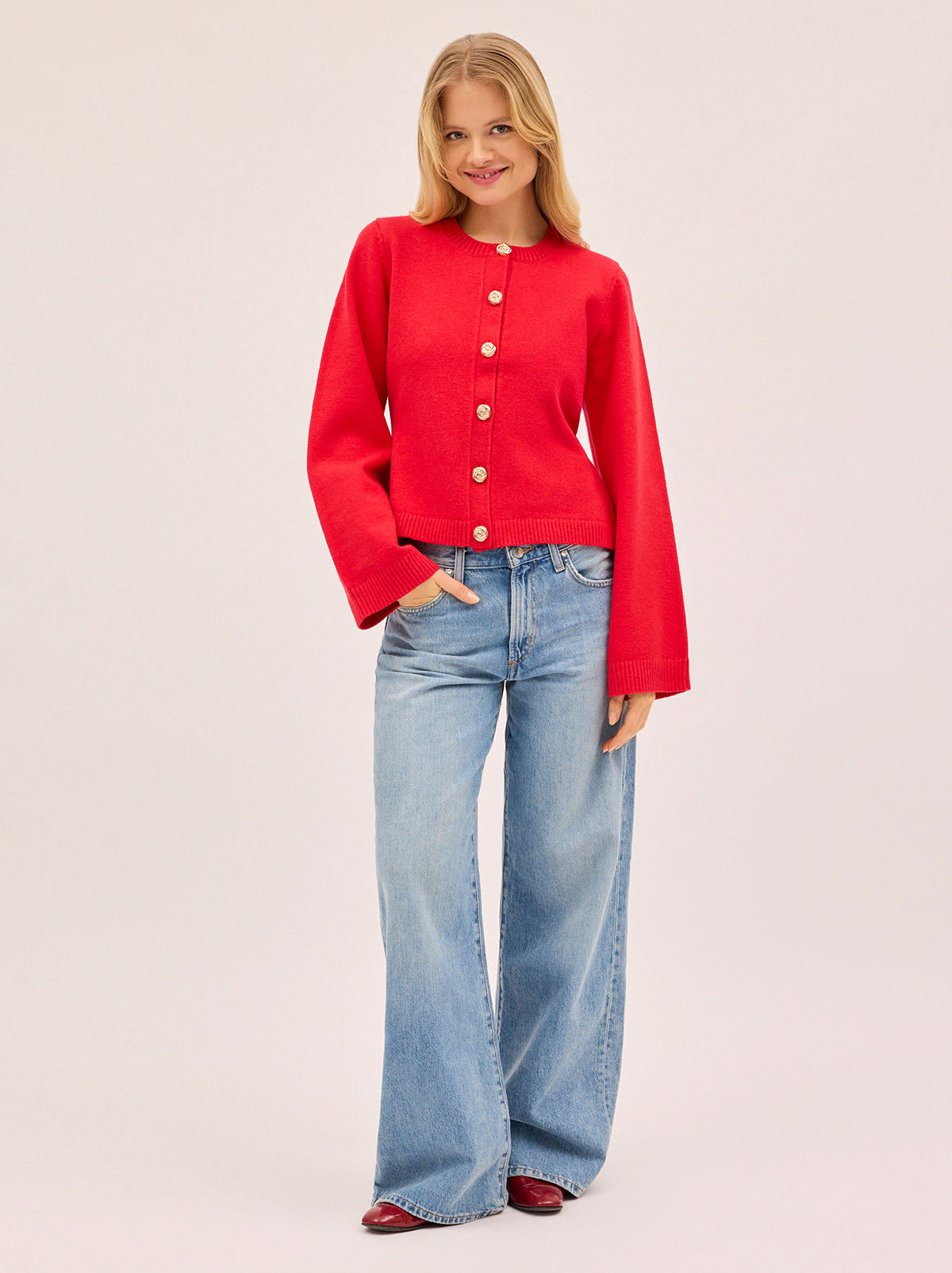 Cleo Red Knit Cardigan