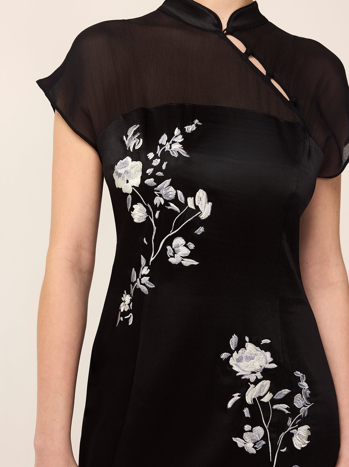 Clio Black Embroidered Midi Dress