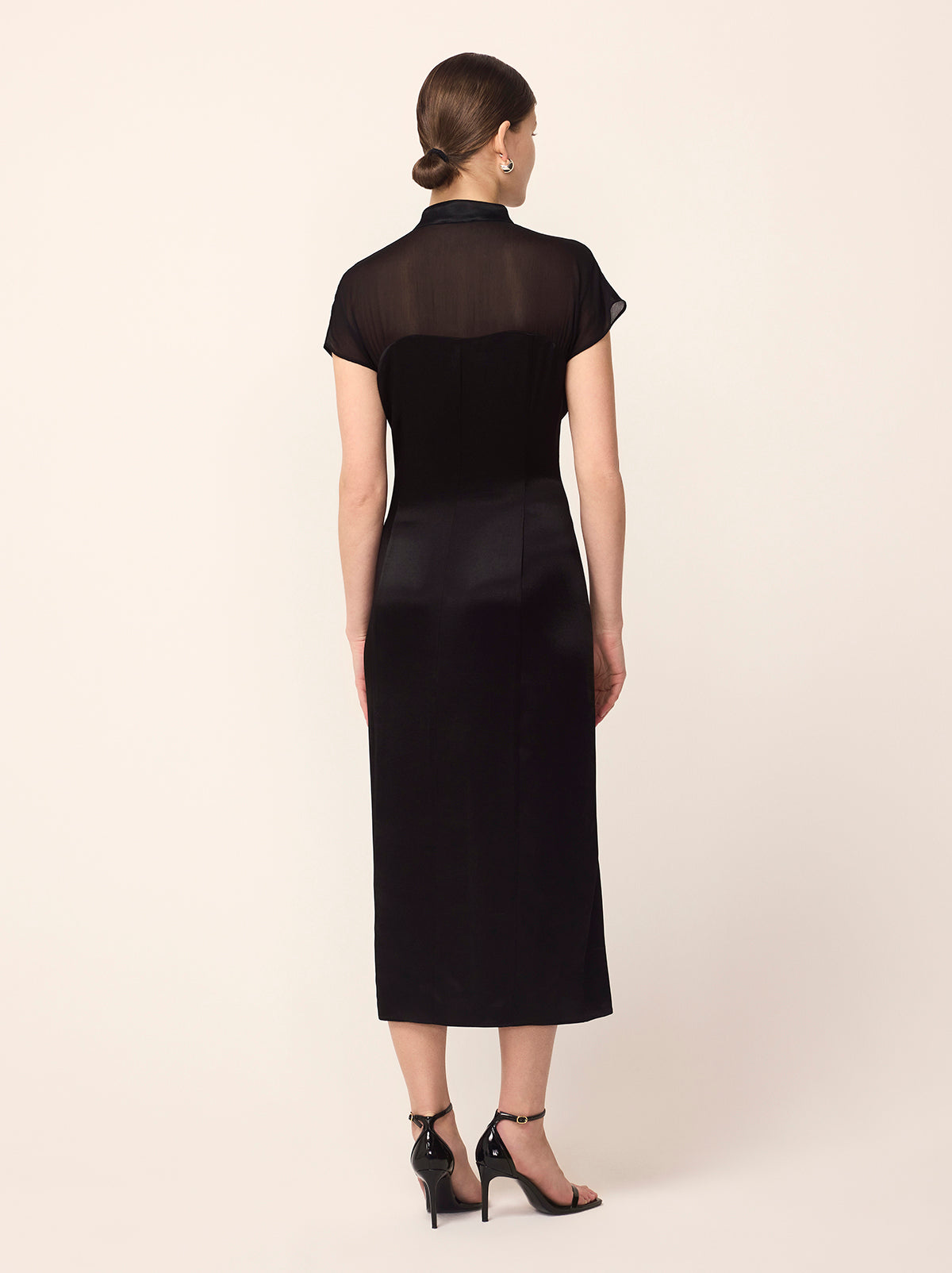 Clio Black Embroidered Midi Dress