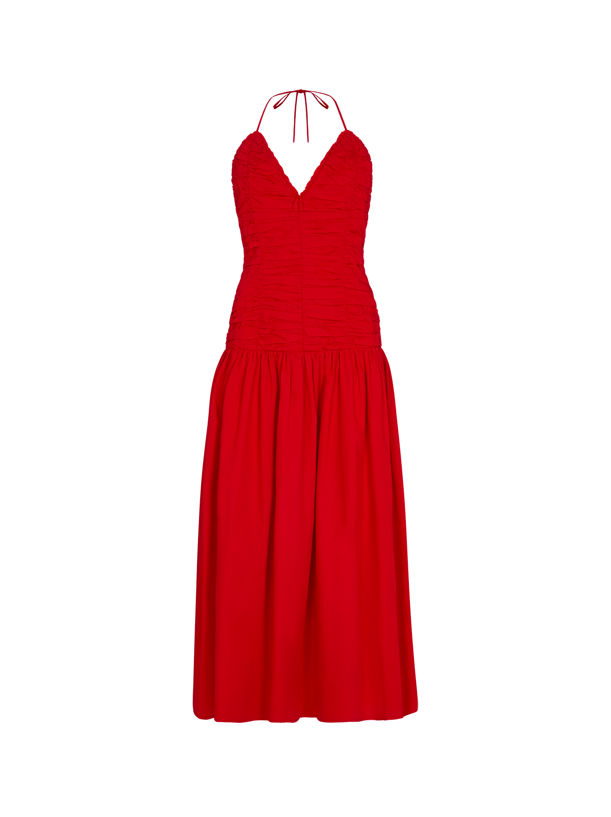 Cynthia Red Cotton Halterneck Dress