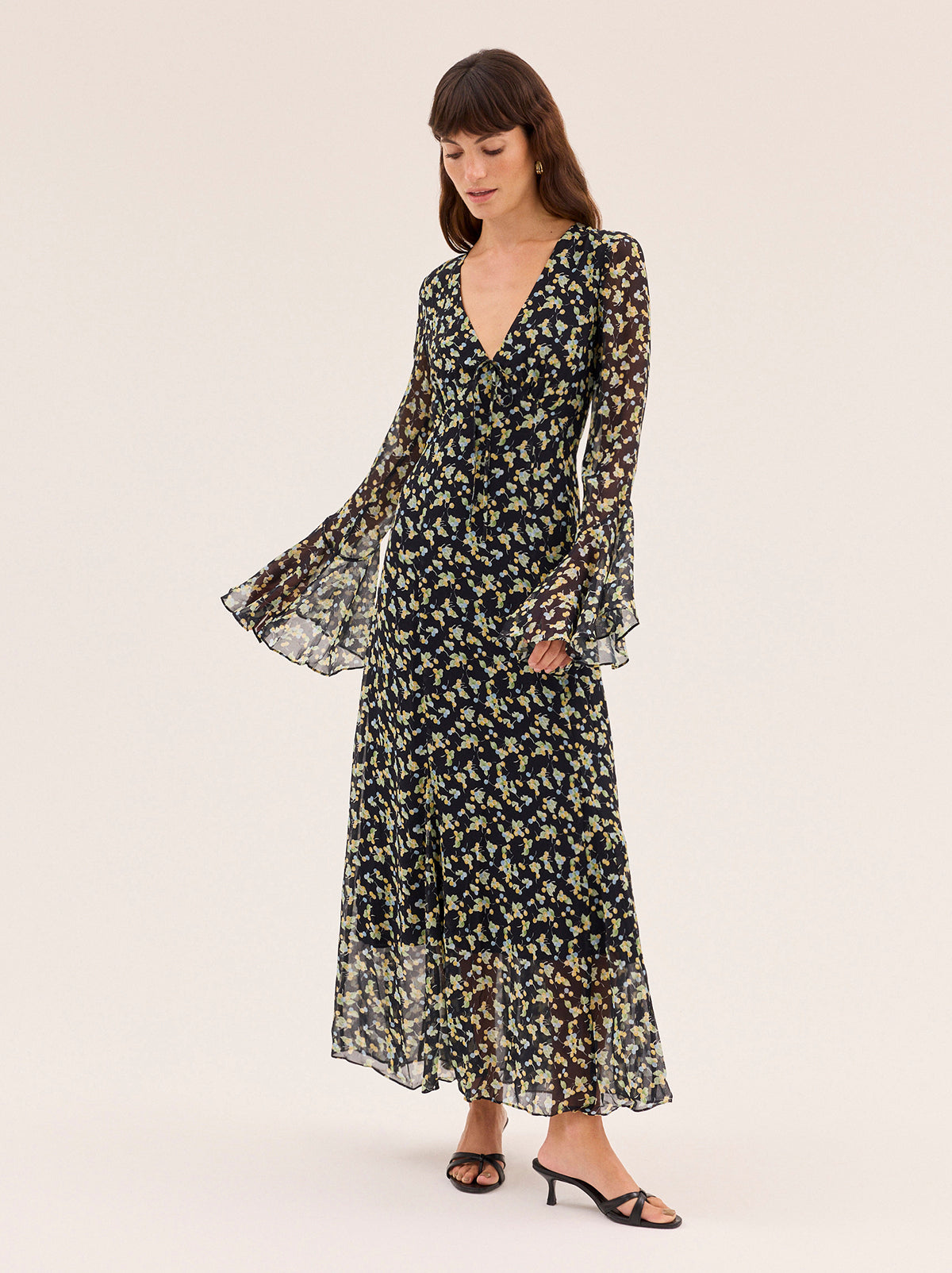 Dahlia Black Cherry Print Maxi Dress
