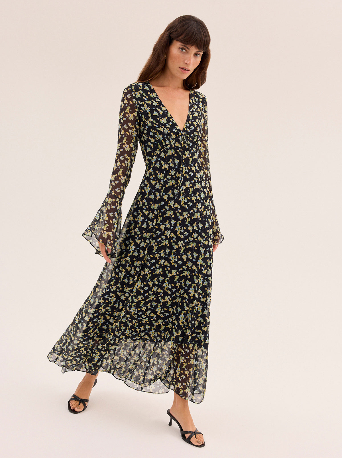 Dahlia Black Cherry Print Maxi Dress