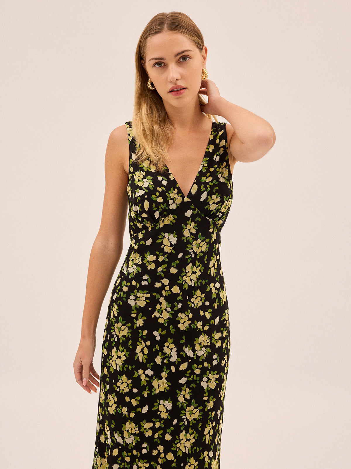 Danna Black Petal Print Dress