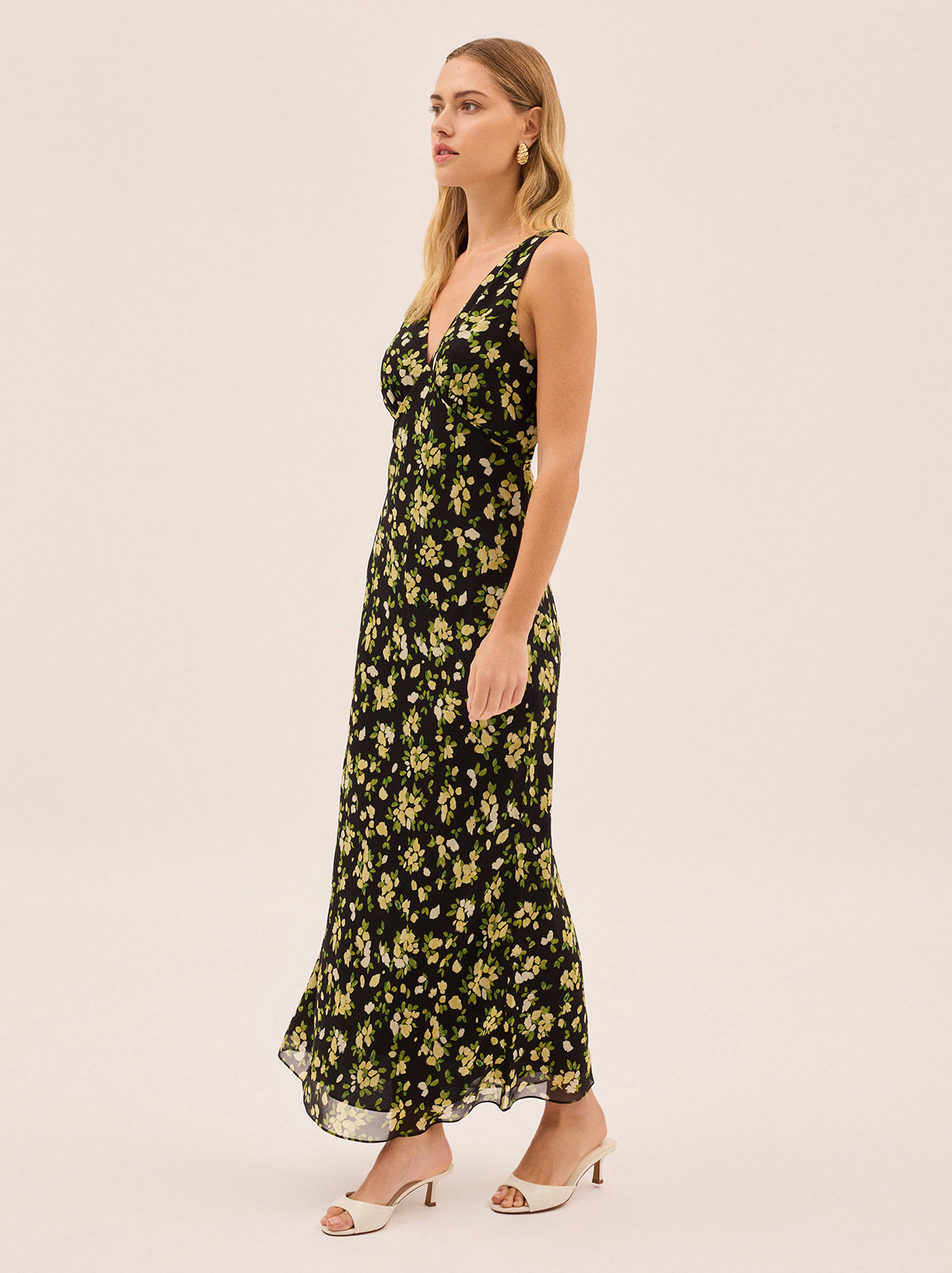 Danna Black Petal Print Dress