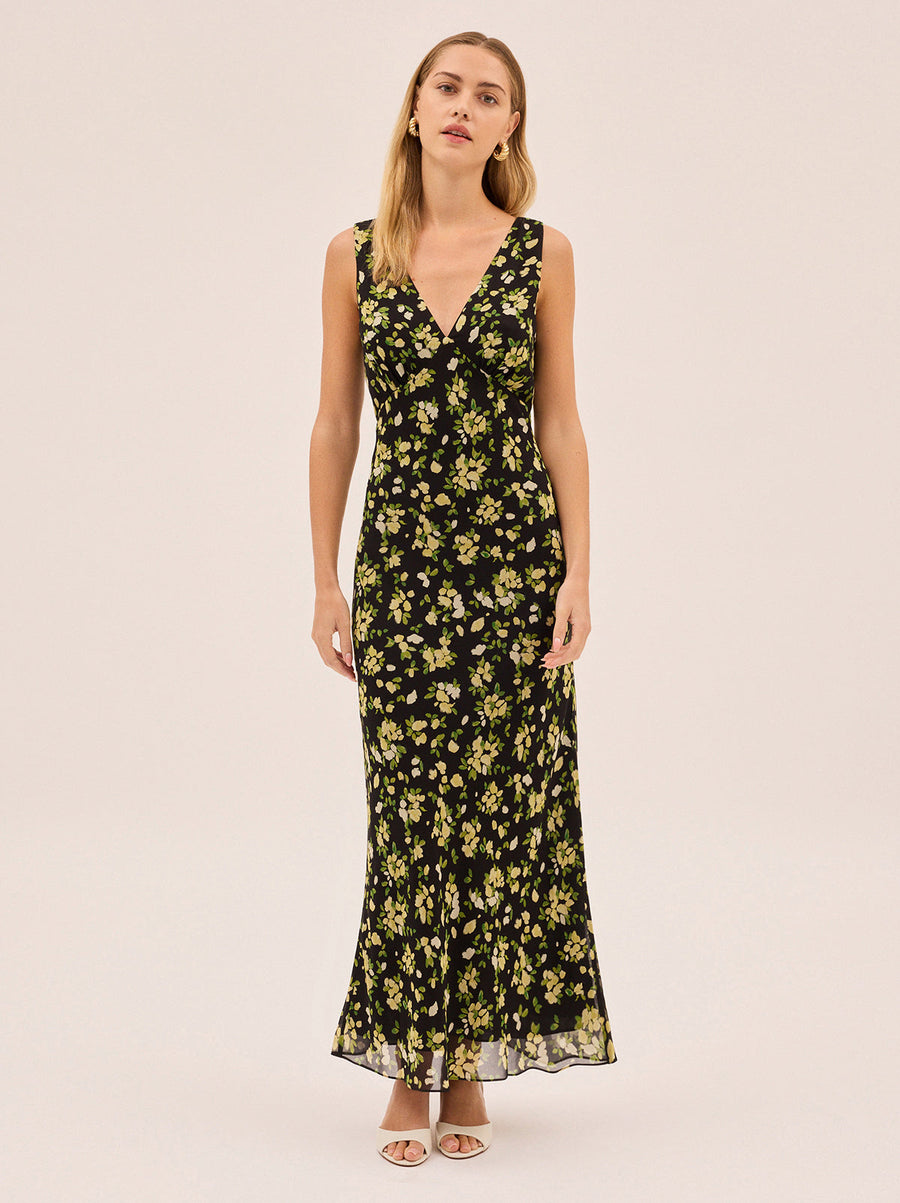 Danna Black Petal Print Dress