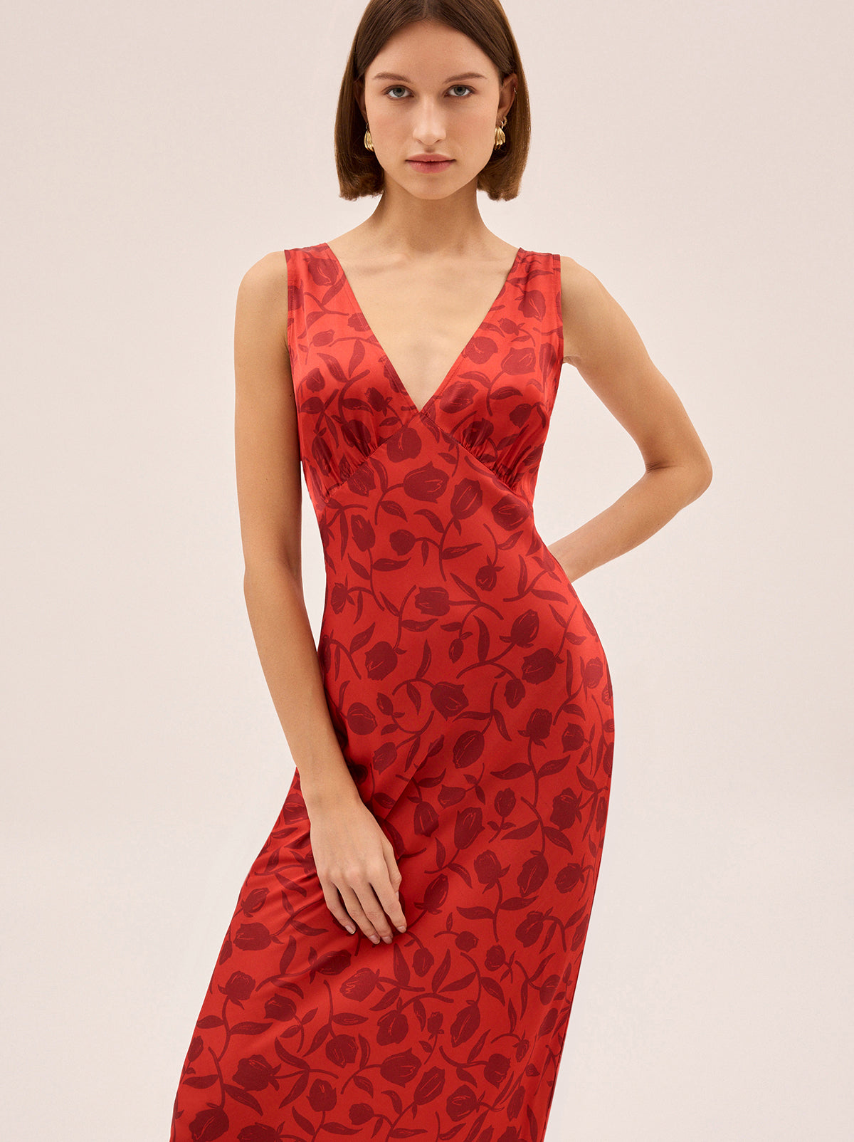 Danna Red Tulip Print Dress