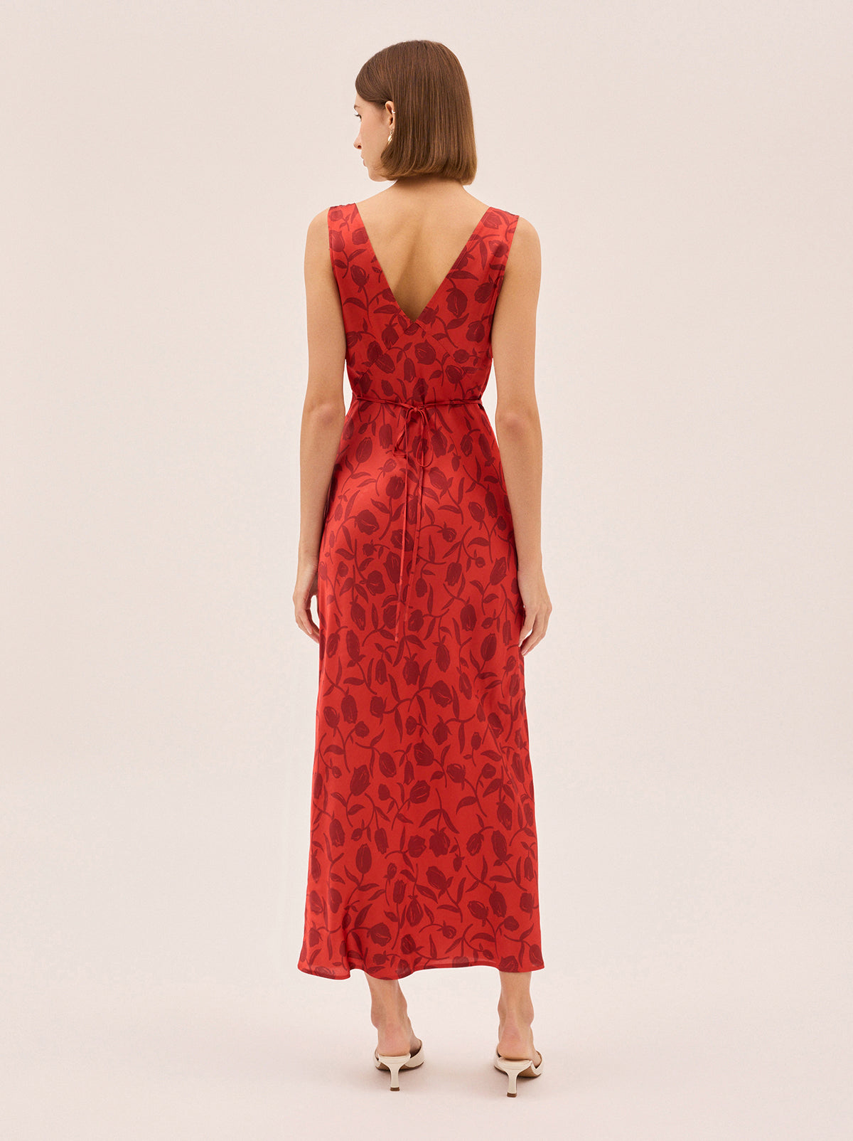 Danna Red Tulip Print Dress