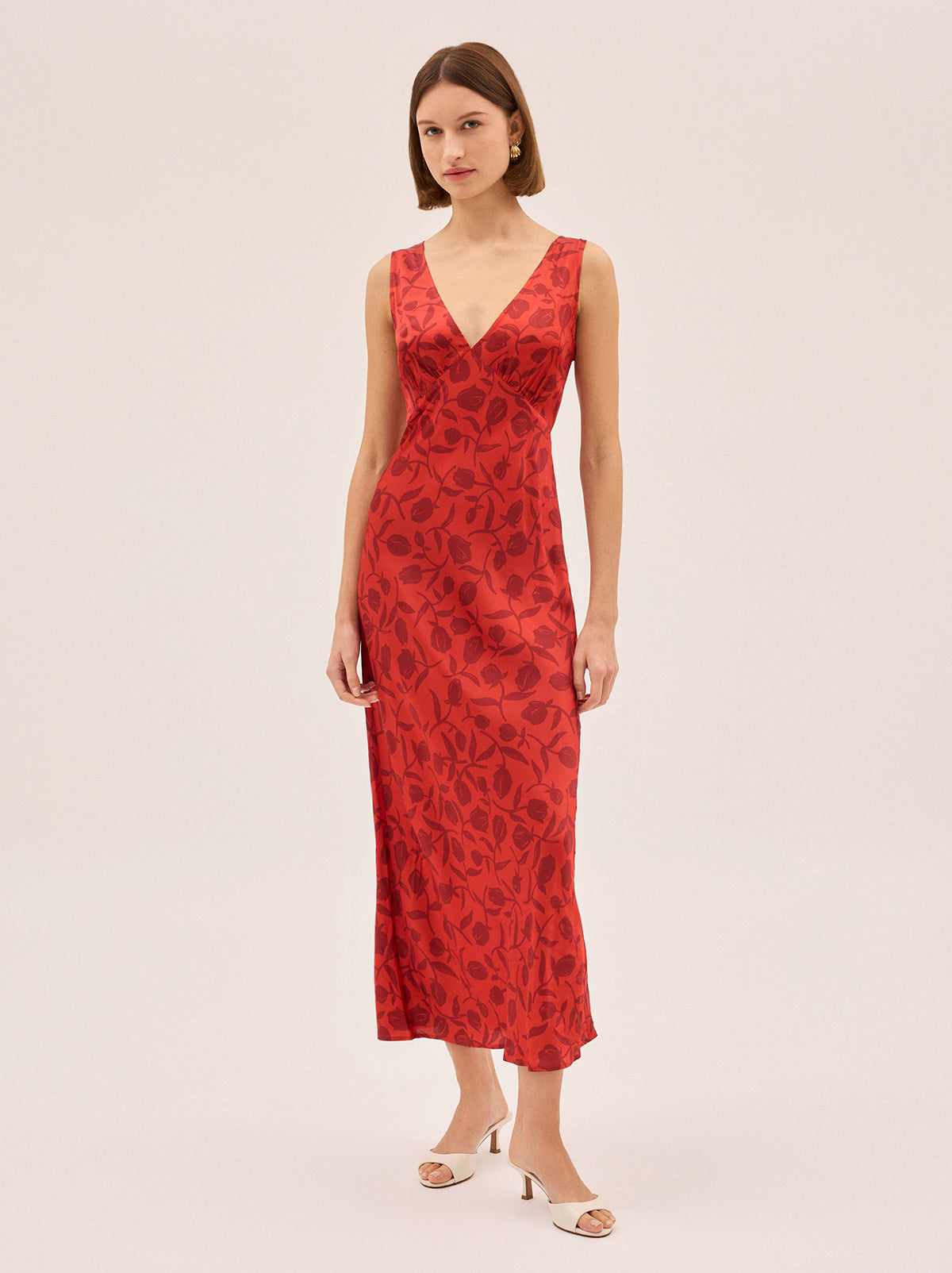 Danna Red Tulip Print Dress
