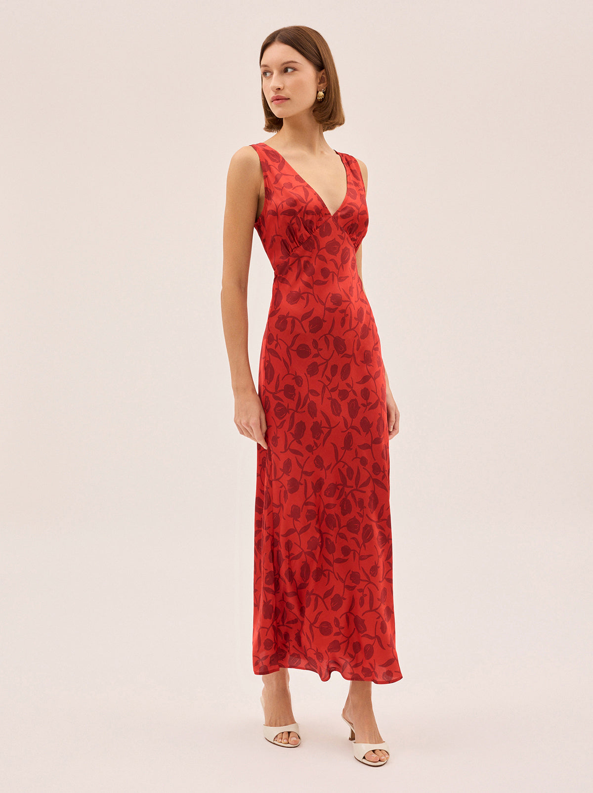 Danna Red Tulip Print Dress