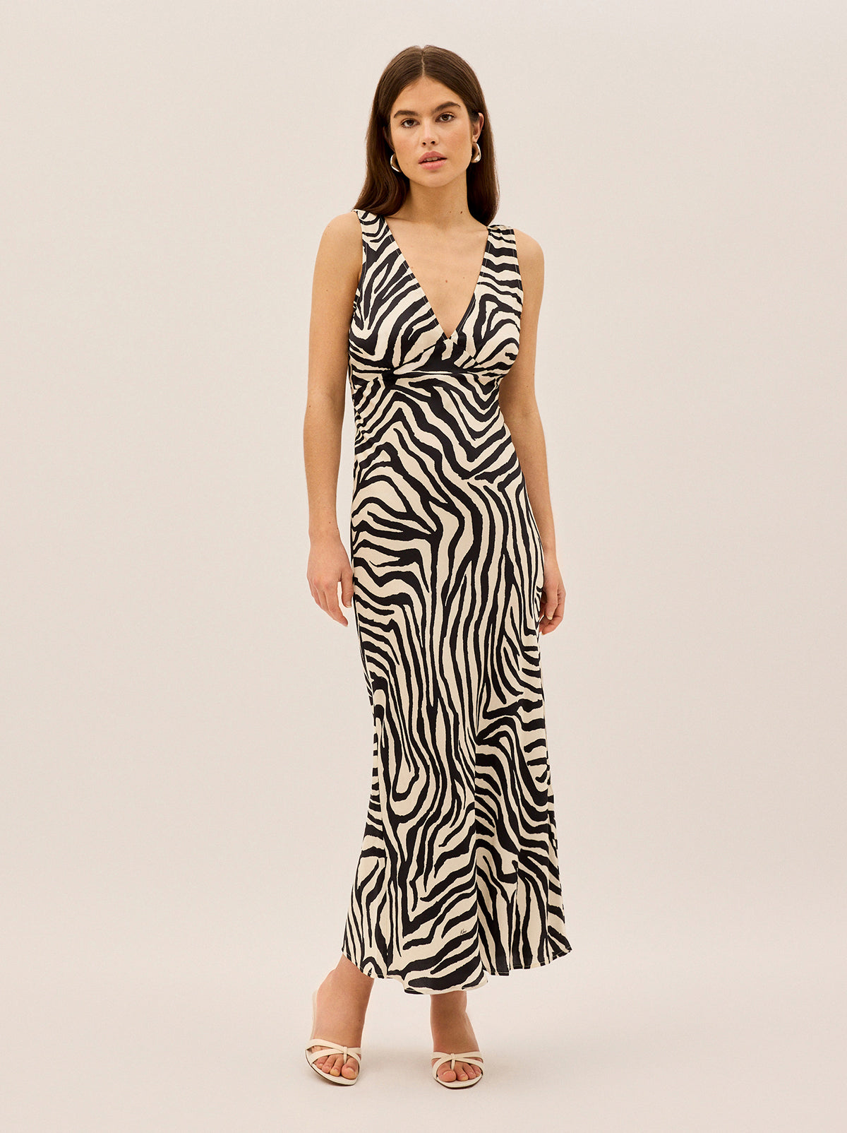Danna Zebra Print Satin Dress
