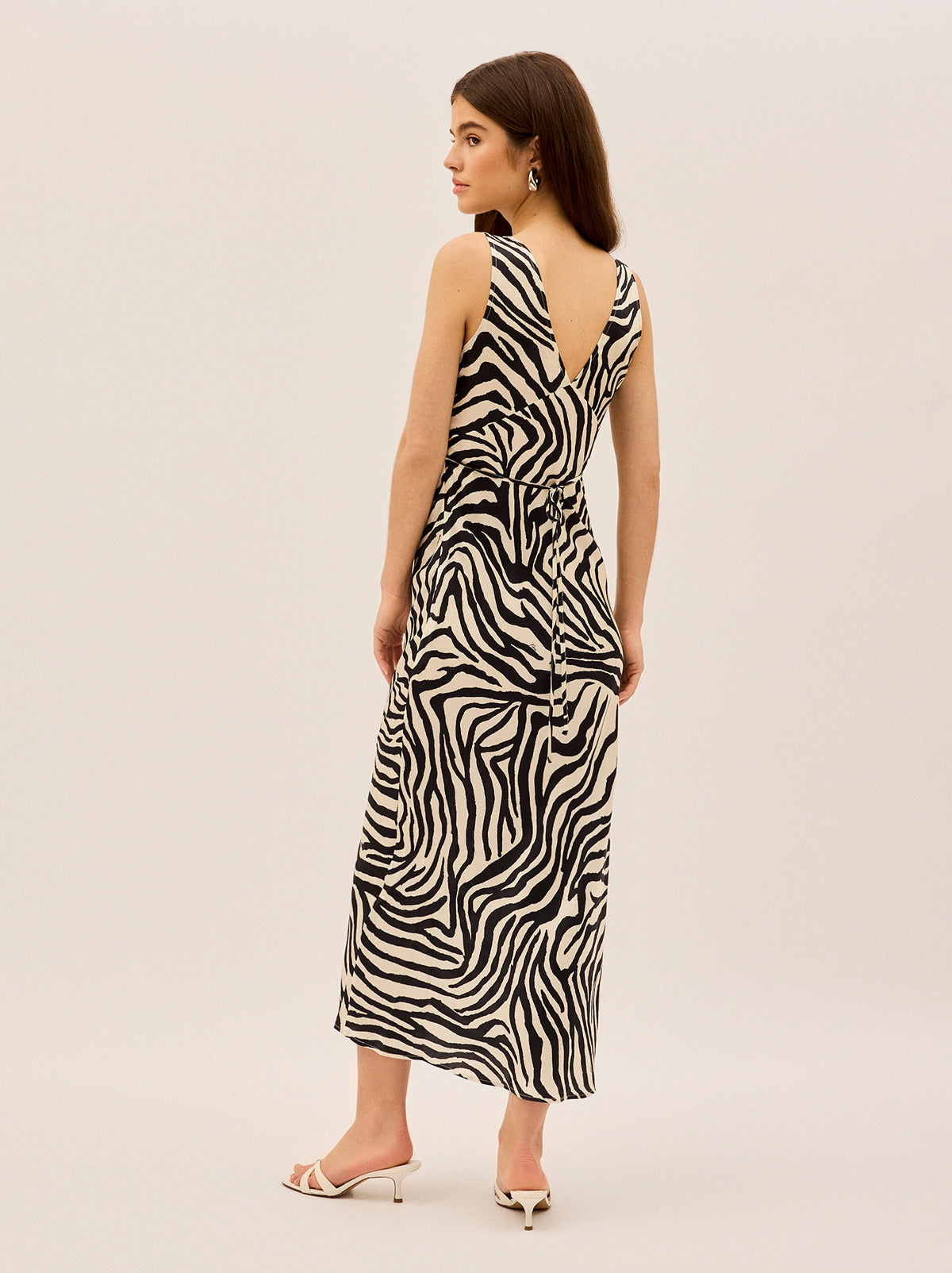 Danna Zebra Print Satin Dress