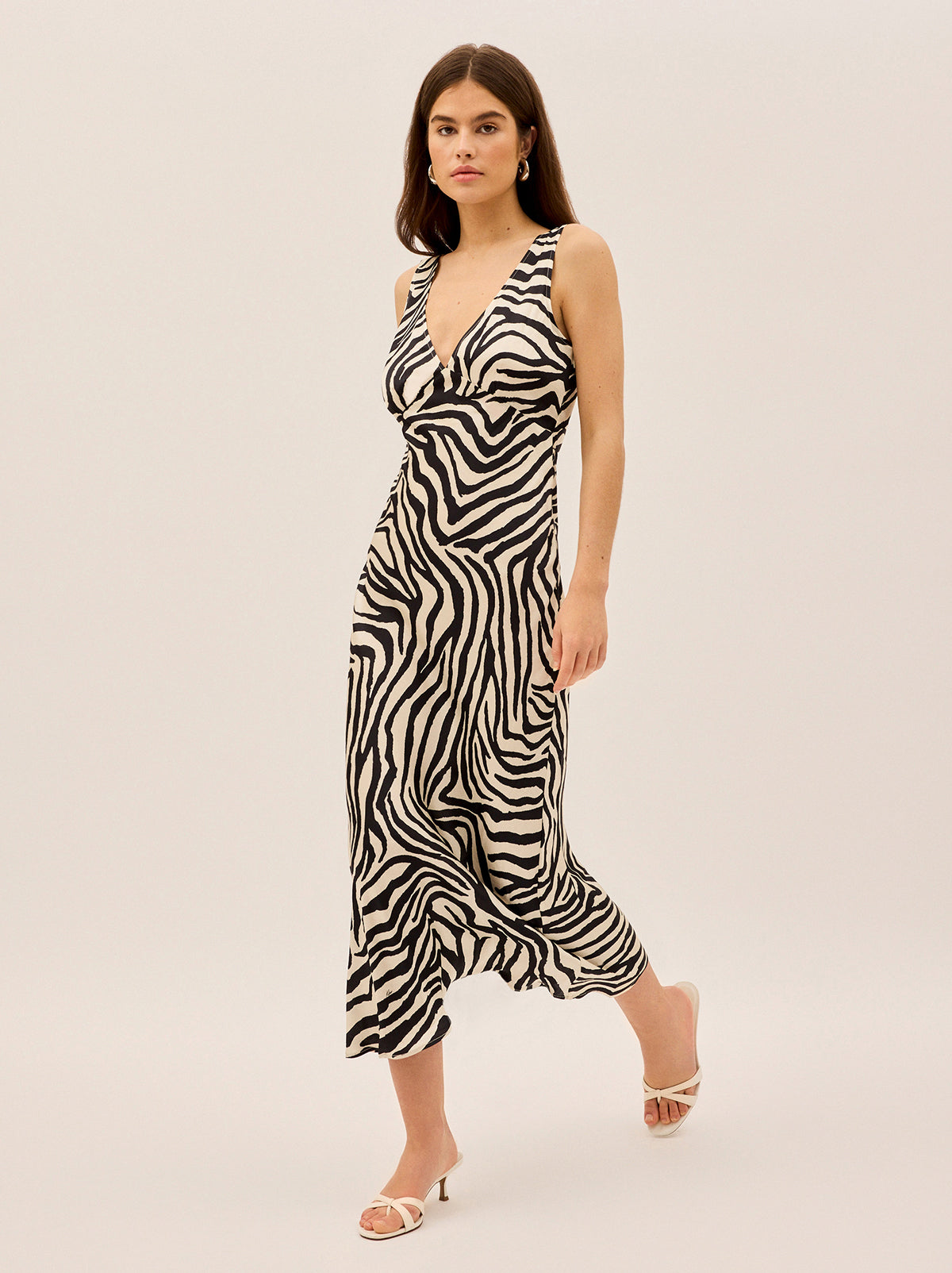 Danna Zebra Print Satin Dress