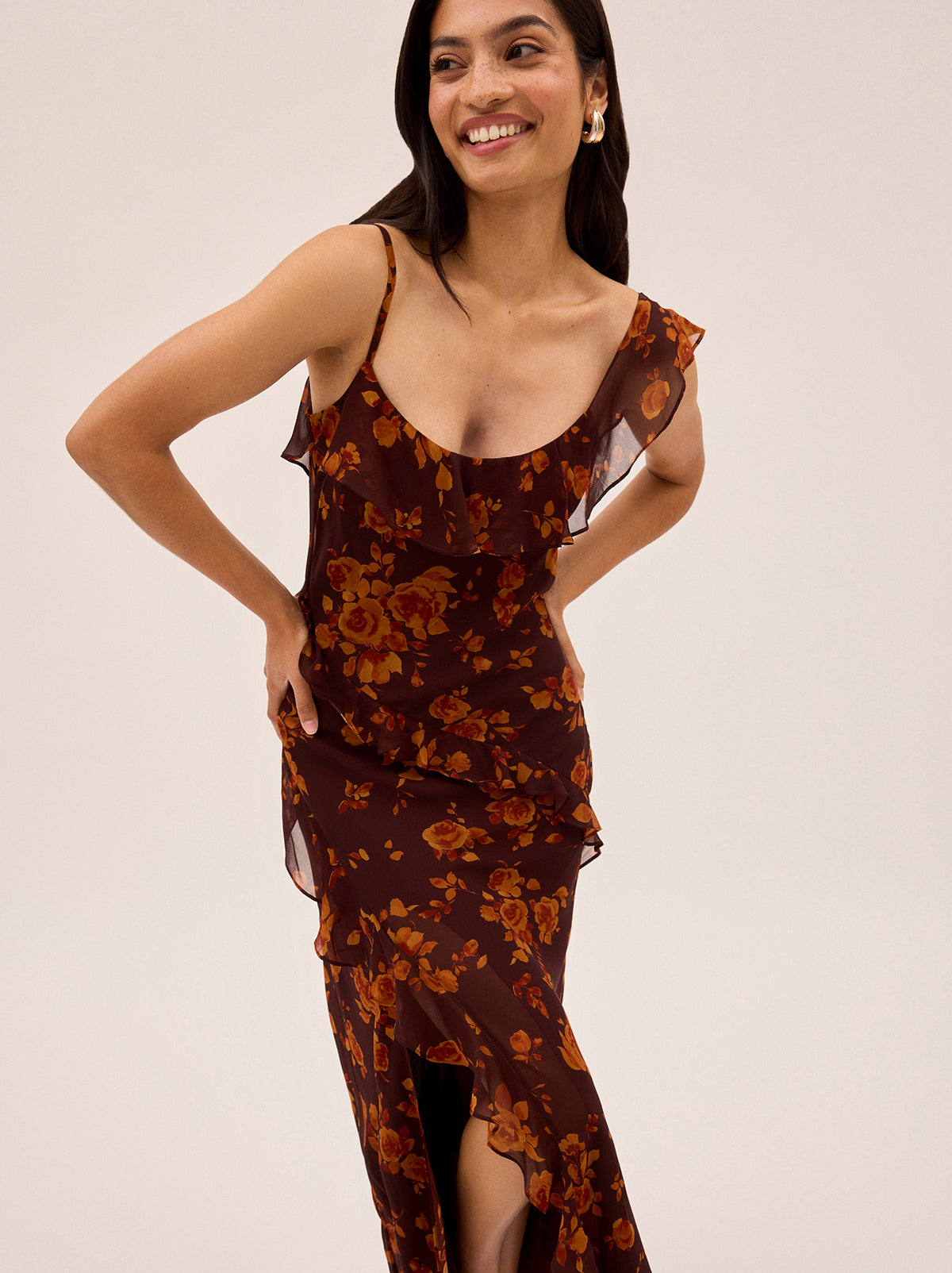 Delphina Autumn Rose Print Dress
