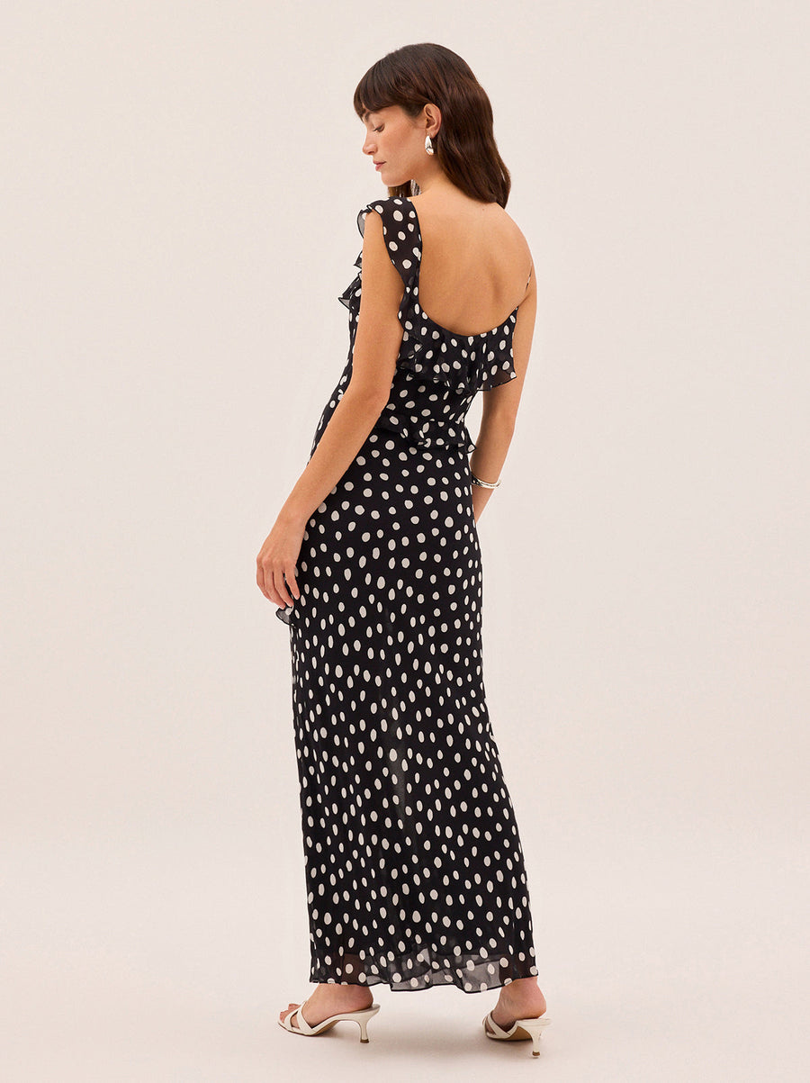 Delphina Black Polka Dot Dress