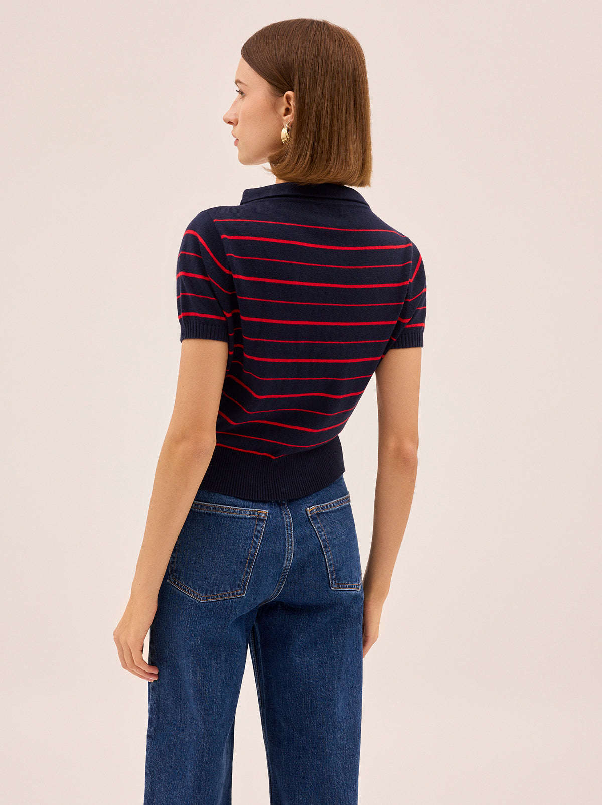 Devon Navy Striped Knit Top
