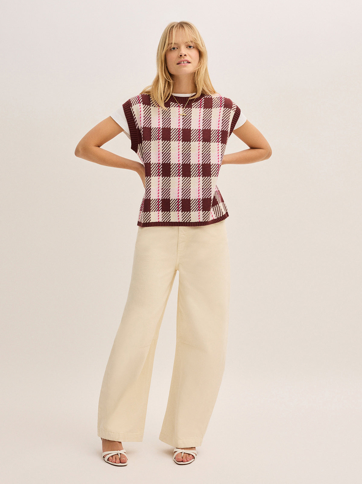 Dree Pink Check Vest