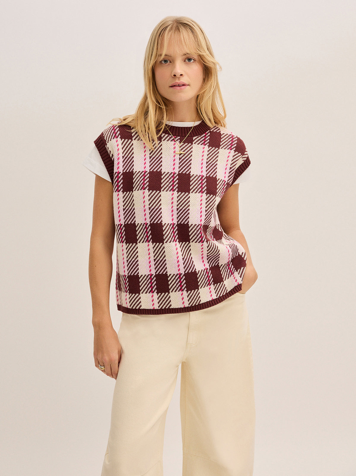 Dree Pink Check Vest