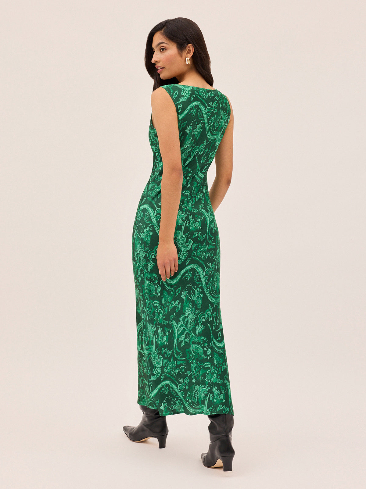 Elise Green Phoenix Print Dress