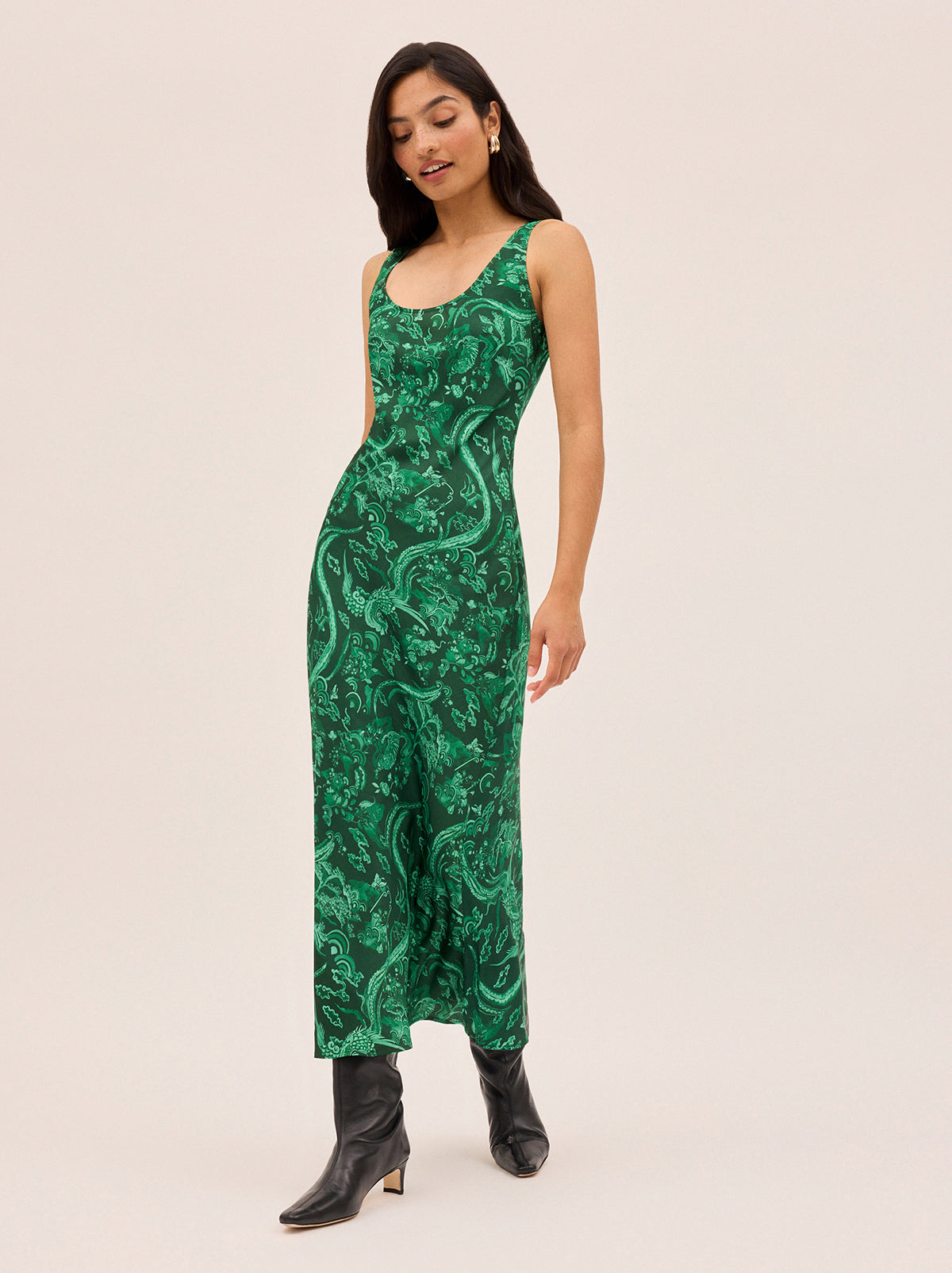 Elise Green Phoenix Print Dress