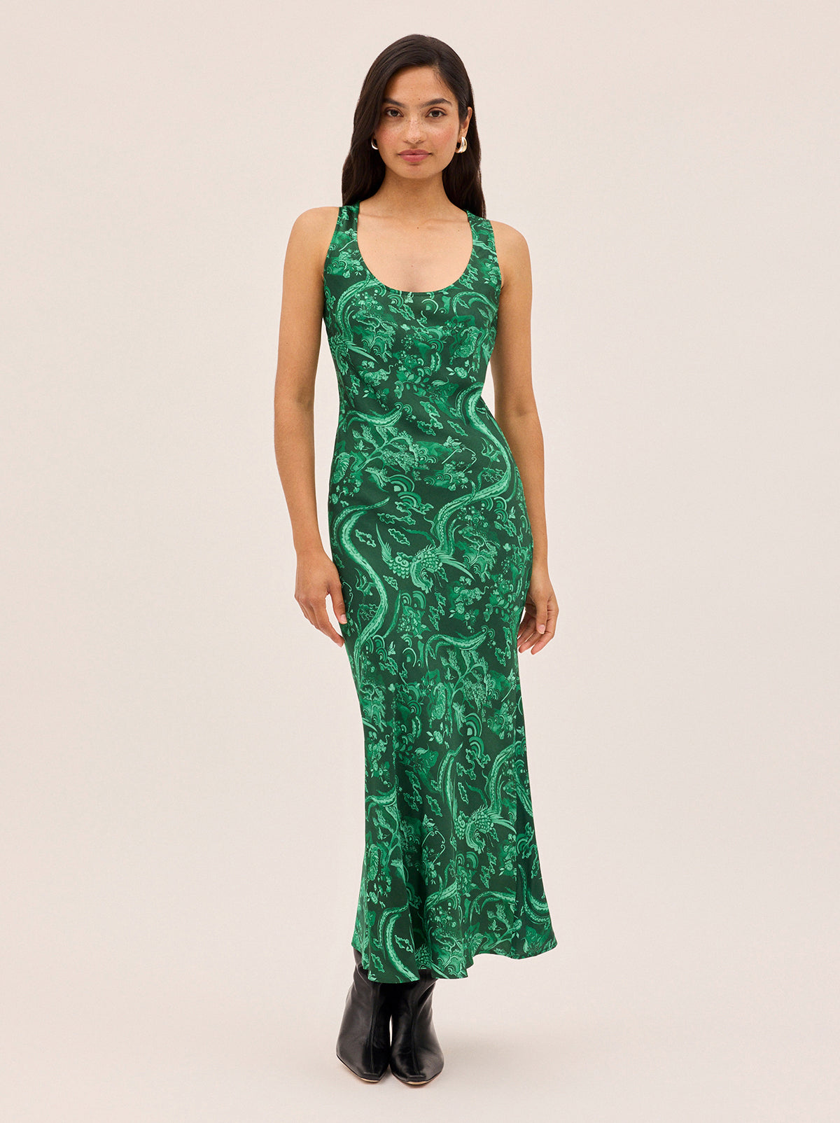 Elise Green Phoenix Print Dress