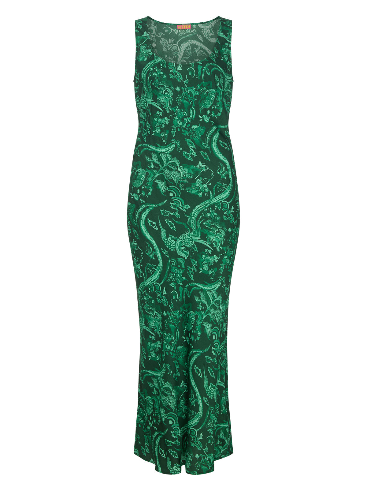 Elise Green Phoenix Print Dress
