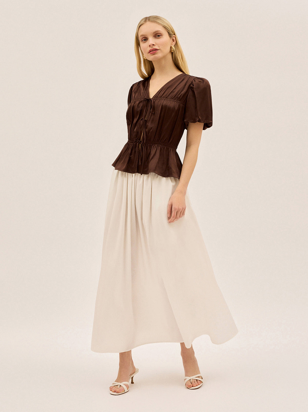 Emma Chocolate Satin Top