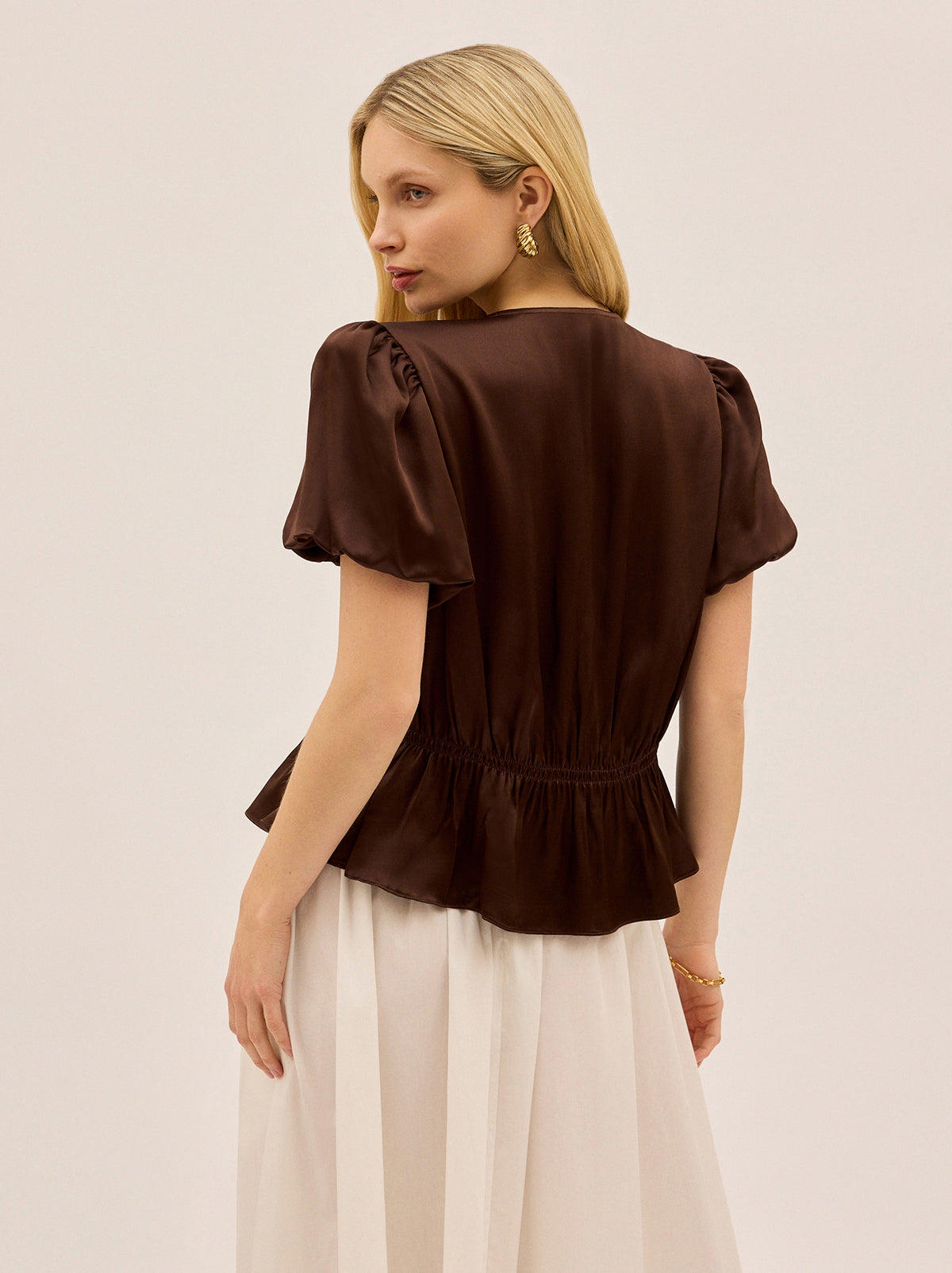 Emma Chocolate Satin Top