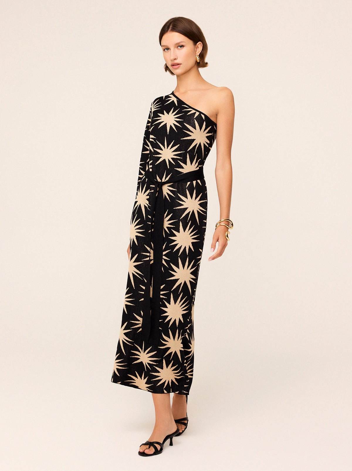 Esme Star Lurex One Shoulder Knit Dress